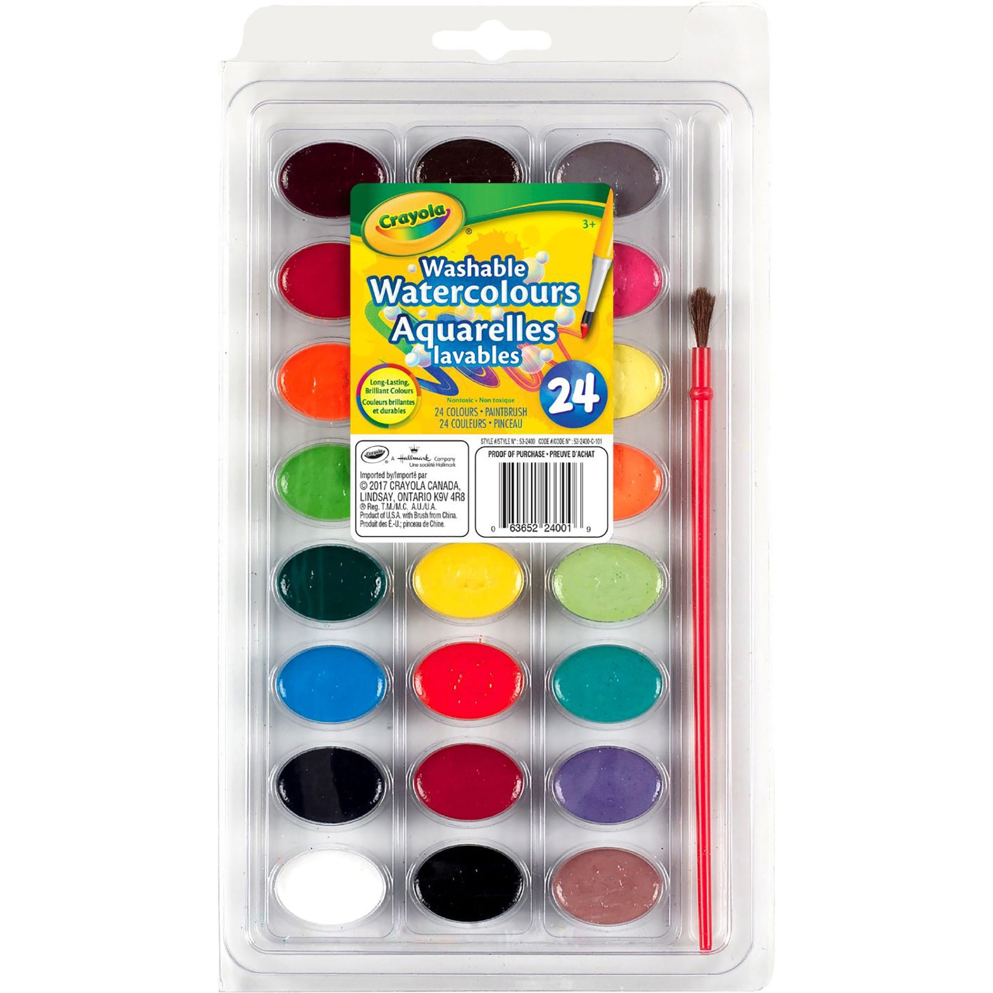 Crayola 24 Watercolors with Paintbrush - Washable 