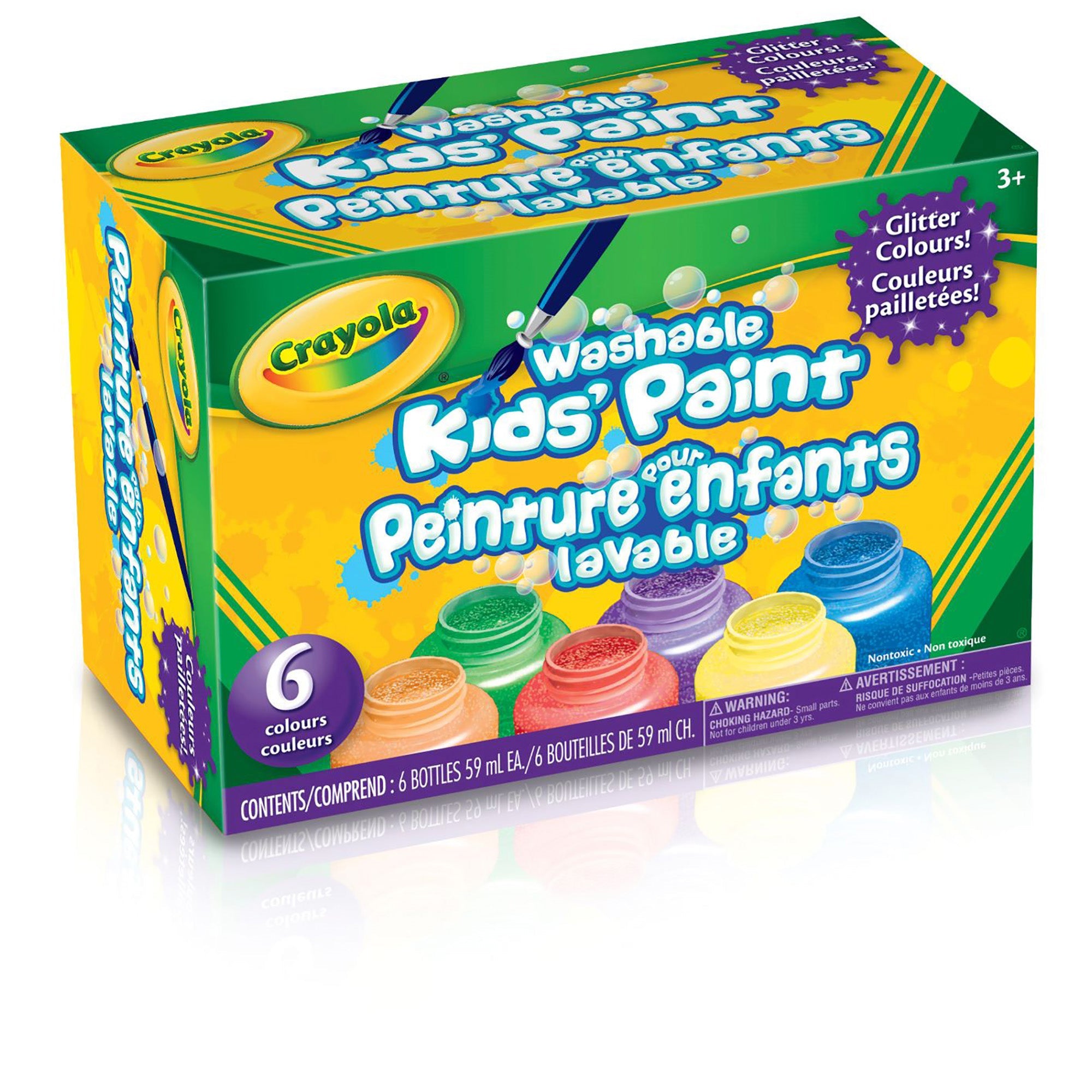 Crayola 6 Paint Jars for Kids - Glitter - Washable 59ml