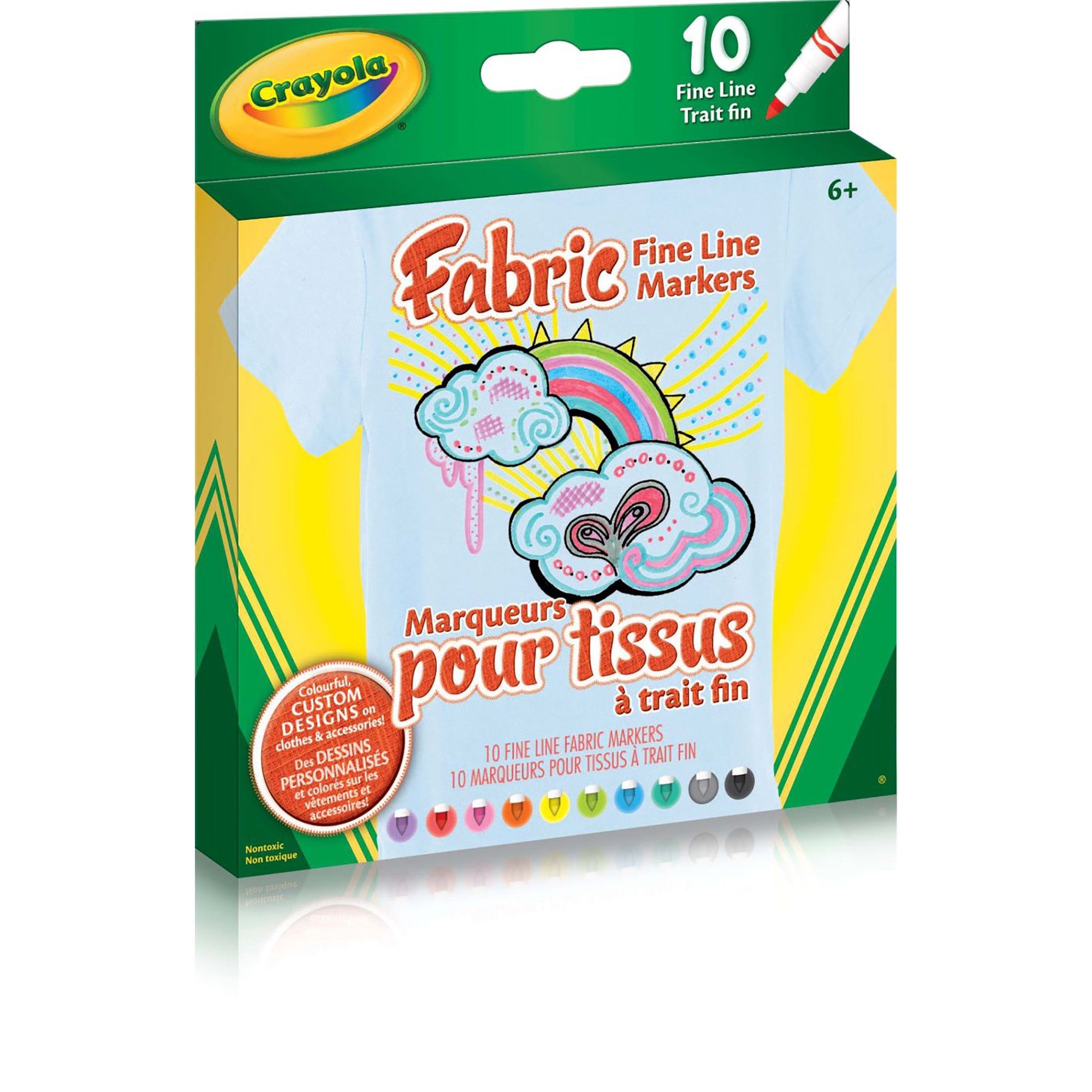 Crayola 10 Fabric Markers - Fine Line