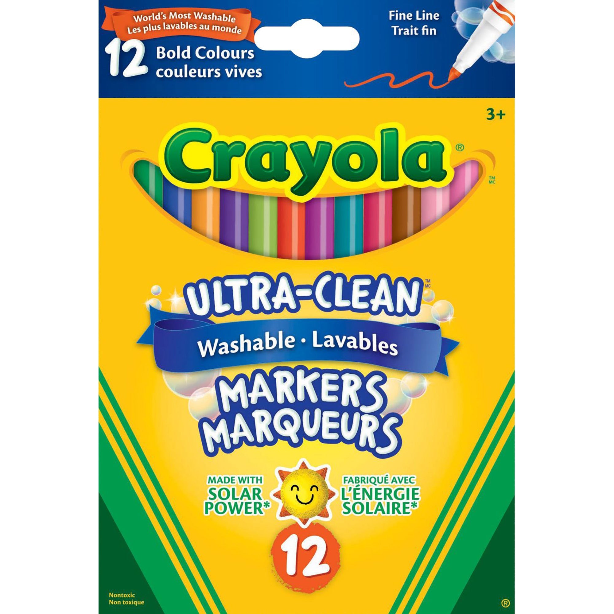 Crayola 12 Markers - Fine Line - Bold Colors - Washable
