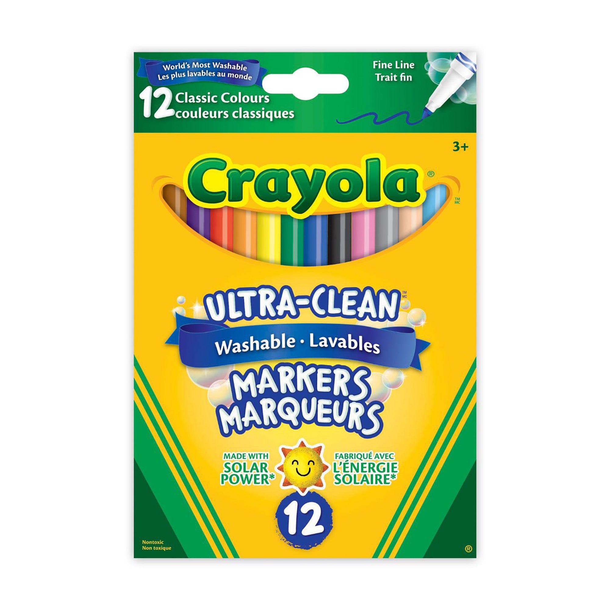 Crayola Ultra Clean 12 Markers - Classic Colors - Fine Line - Washable 