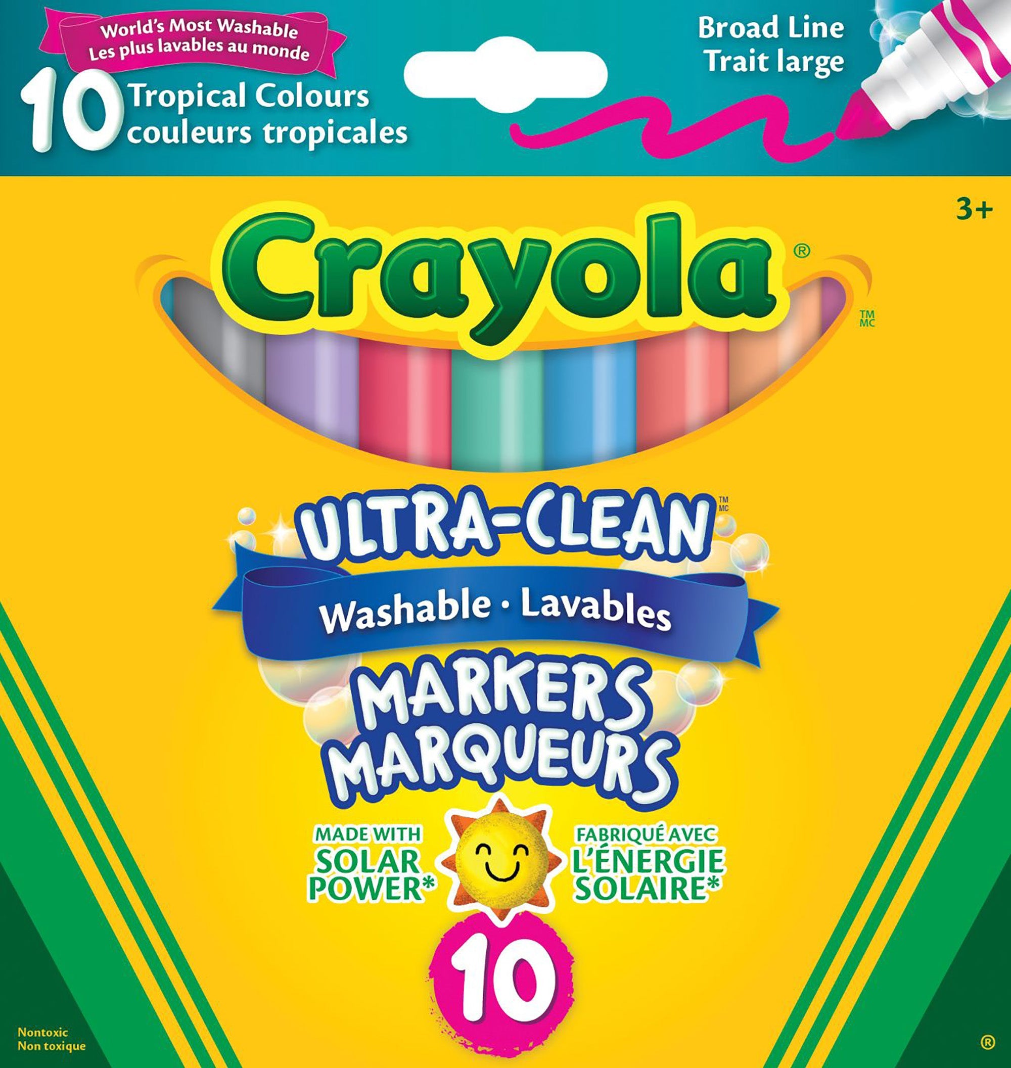 Crayola 10 Markers - Tropical Color - Broad Line - Washable 