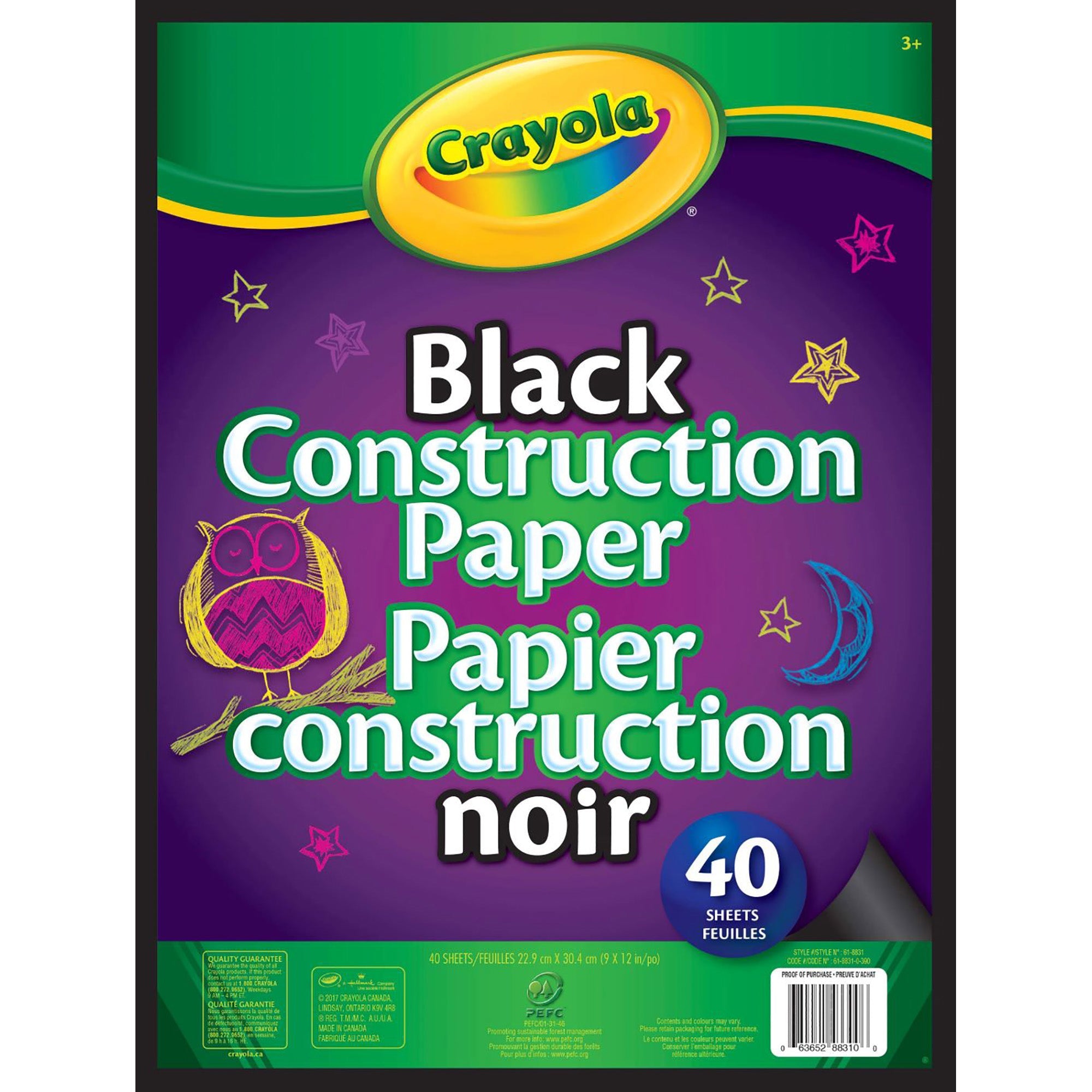 Crayola Construction Paper Pad - Black - 40 Sheets 9x12in