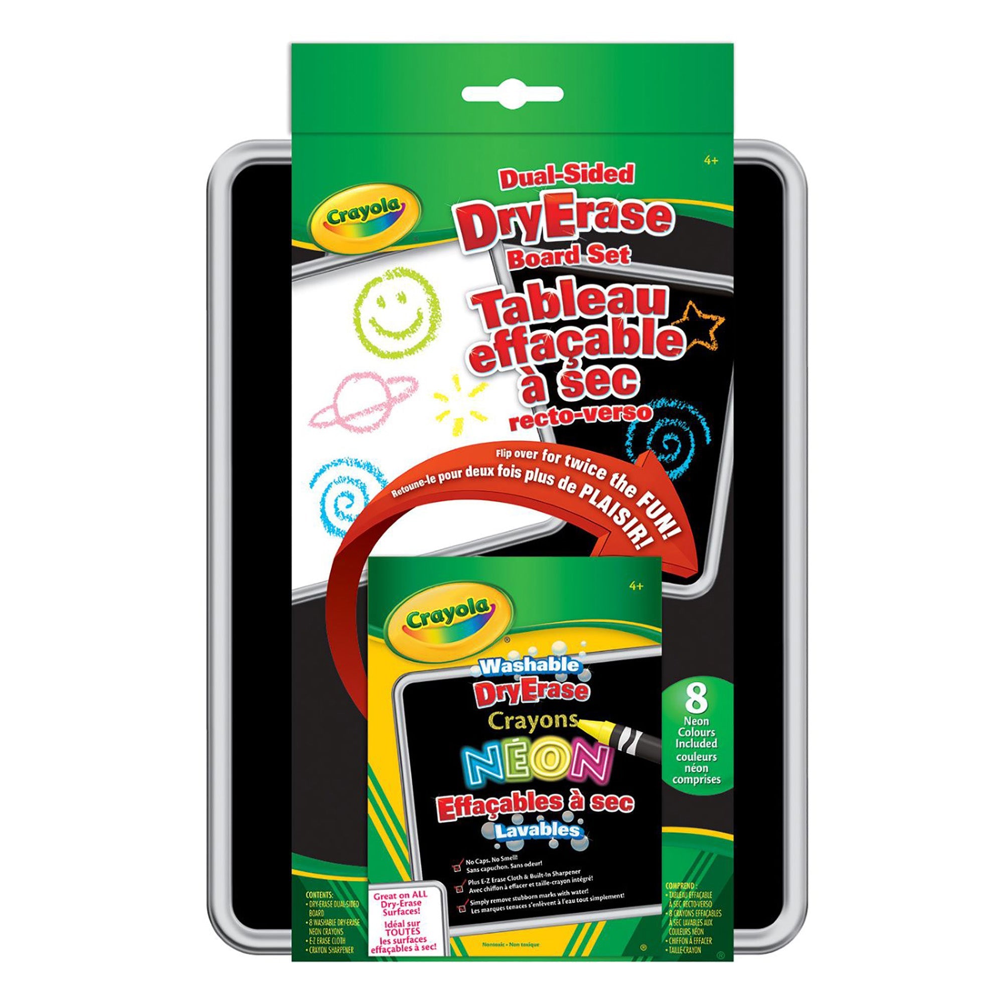 Crayola Dry-Erase Board Set - Dual Sided with 8 Neon Crayons 11x8.5in
