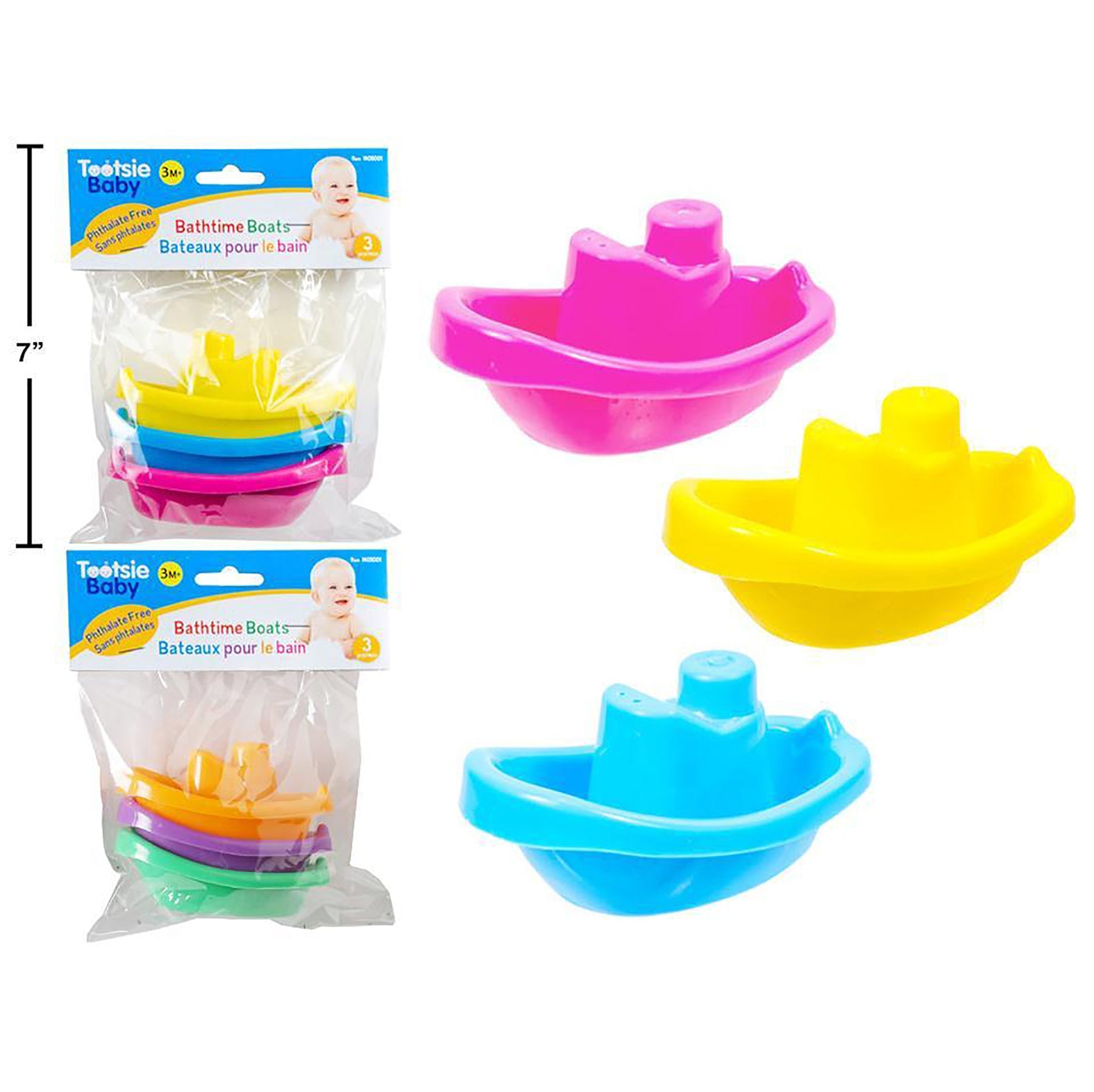 Tootsie Baby 3 Bathtime Plastic Boats 4x2in