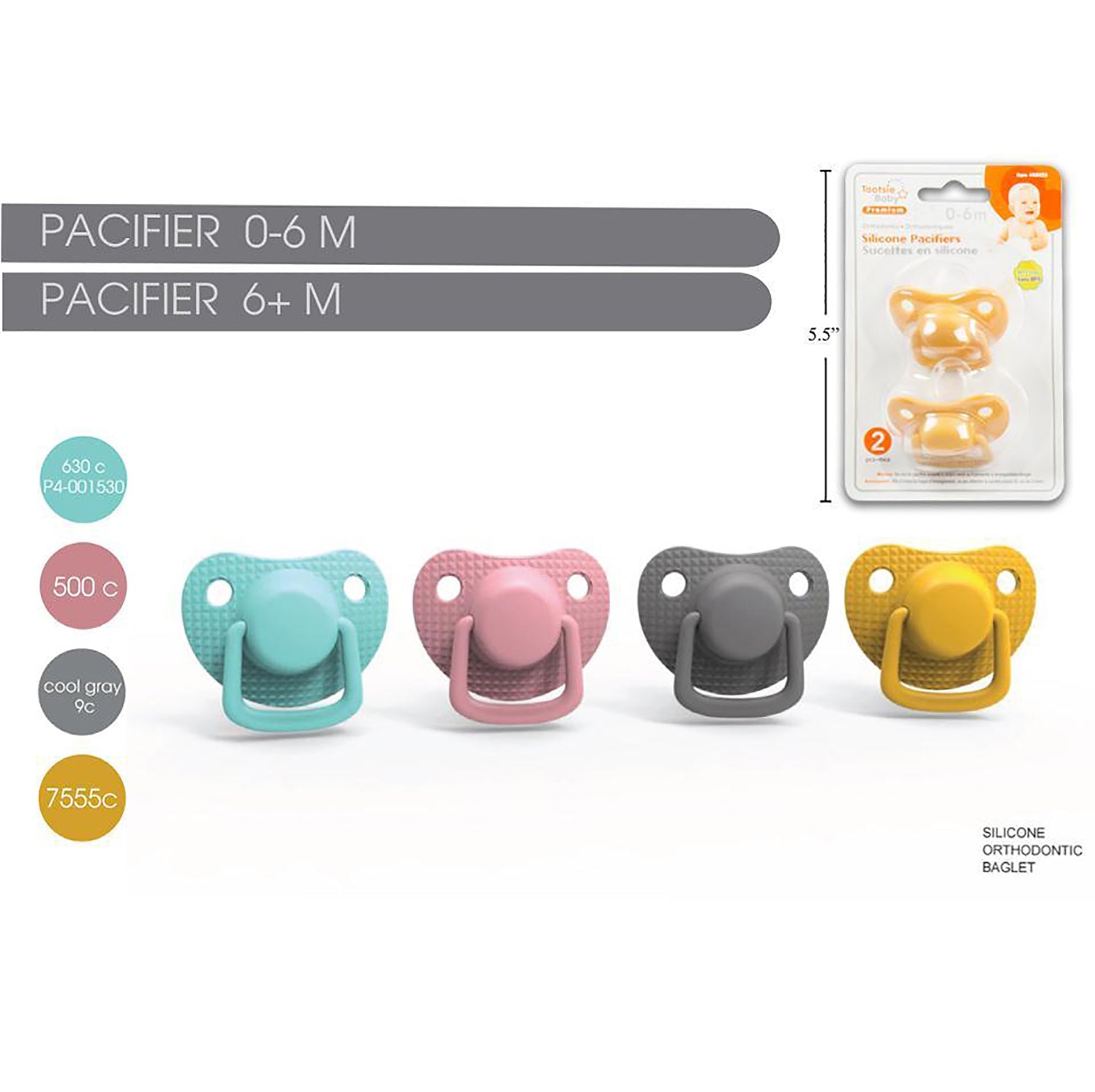 Tootsie Baby 2 Pacifiers Matte 0m+ - 6m+