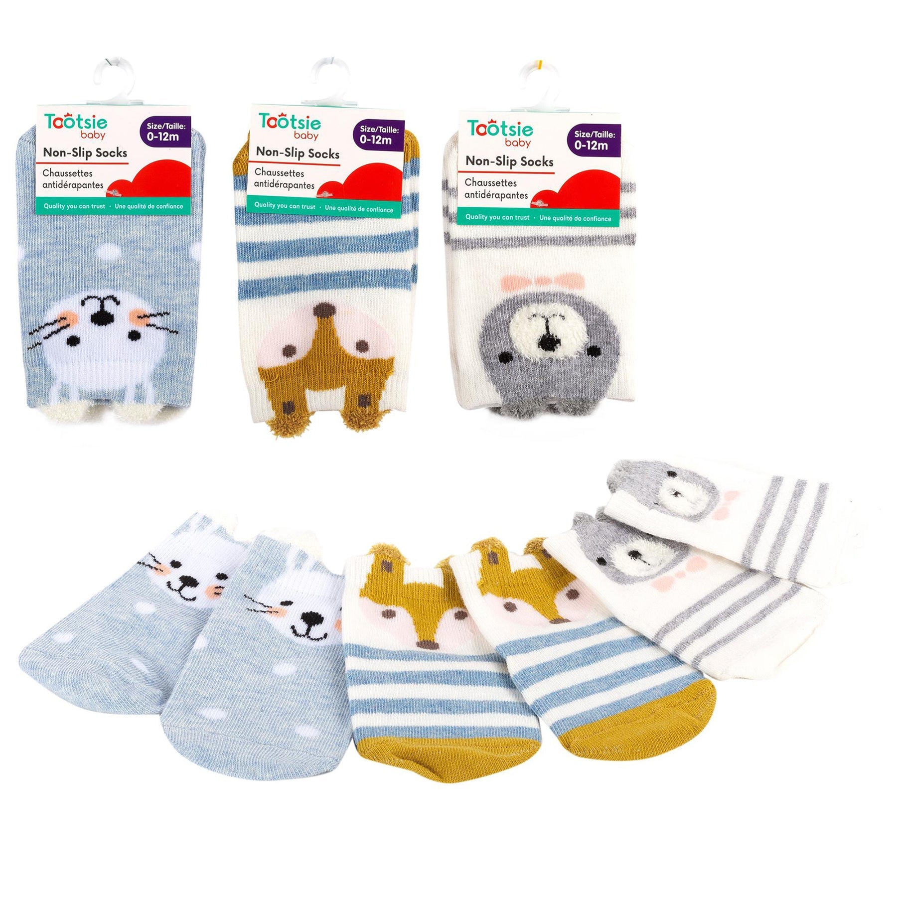 Tootsie Baby 1 Pair Girl Socks Stripe Animal 73% Cotton-25% Polyester-2% Spandex 0-12m