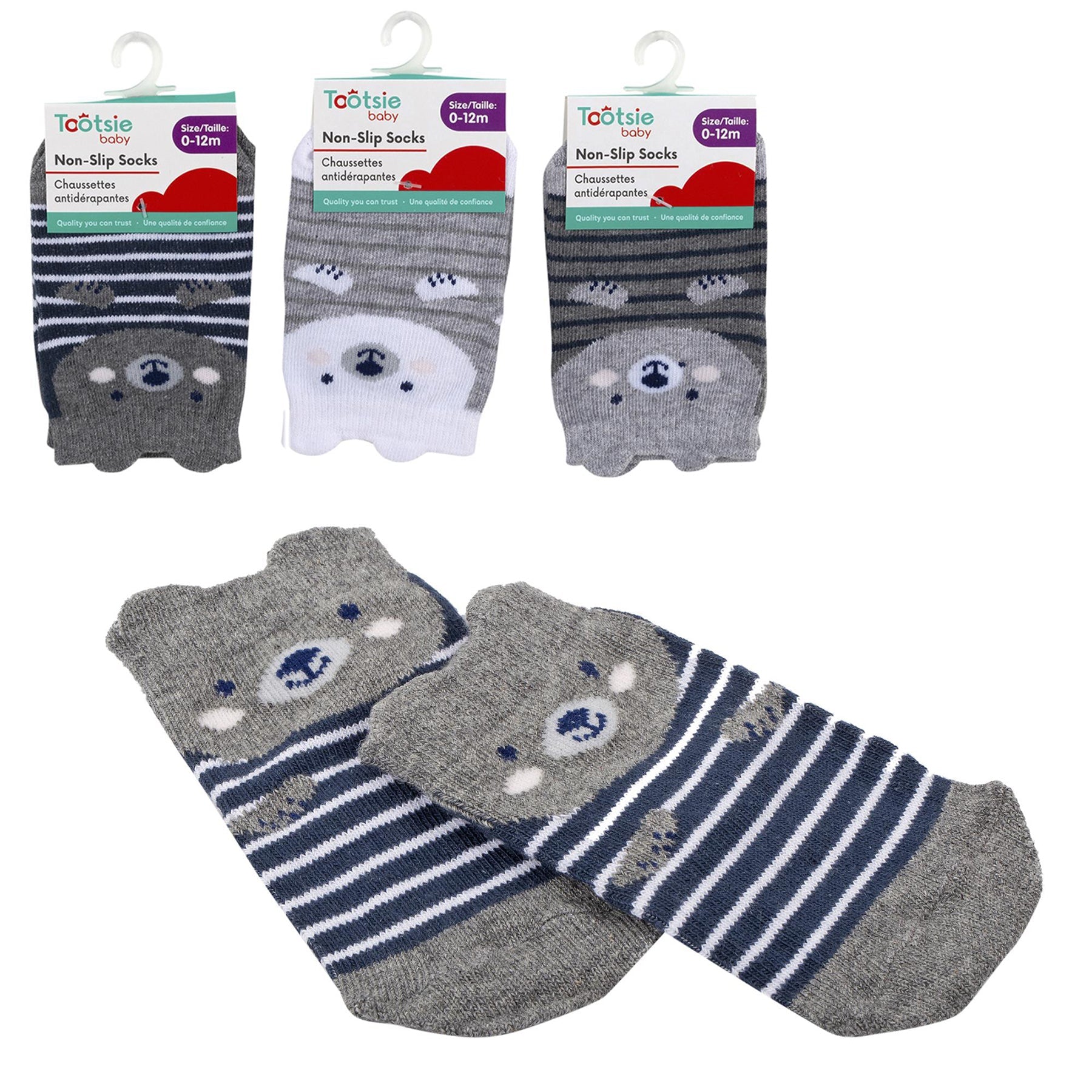 Tootsie Baby 1 Pair Boy Socks Stripe Animal 73% Cotton-25% Polyester-2% Spandex 0-12m