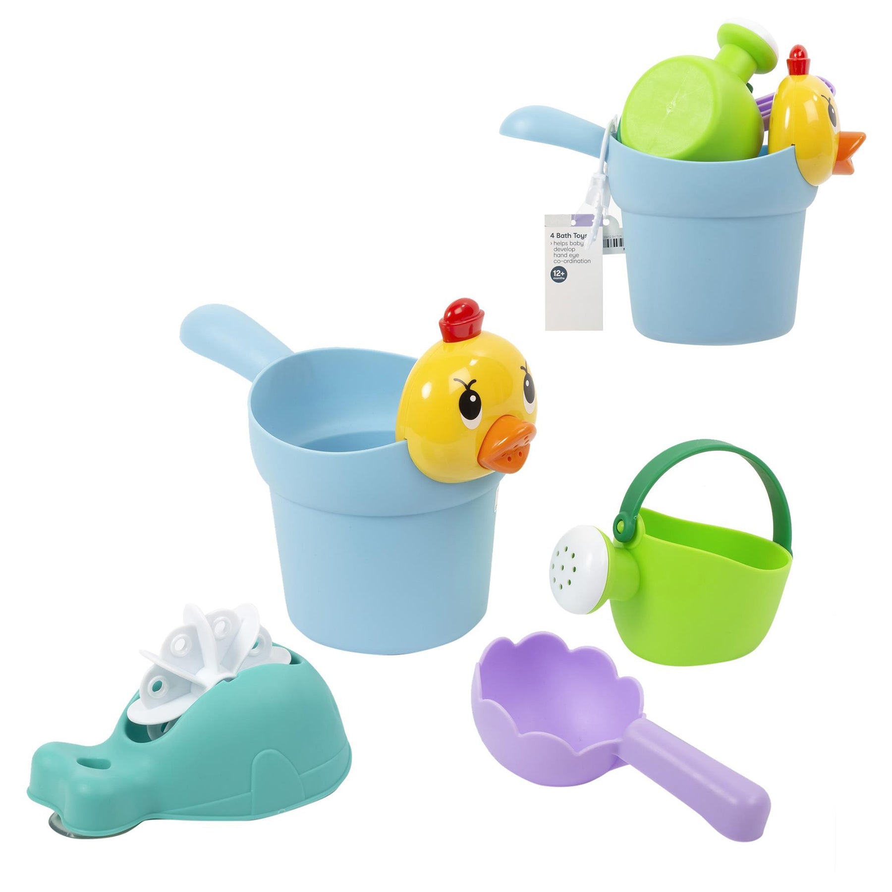 Tootsie Baby 4pcs Bath Set Plastic 4.5x5.5in Bucket