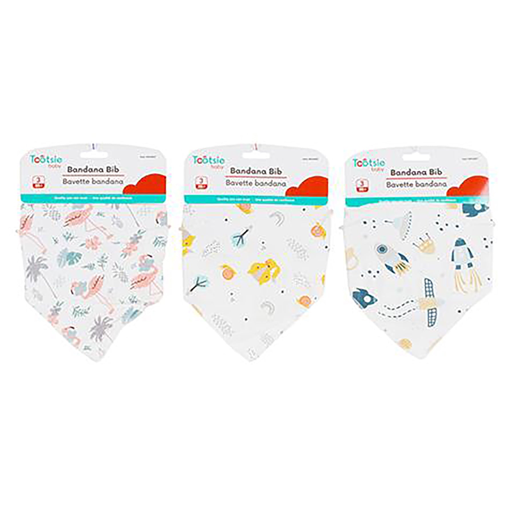 Tootsie Baby Bandana Drool Bib 100% Cotton Velcro Closure 7.75x16.5in