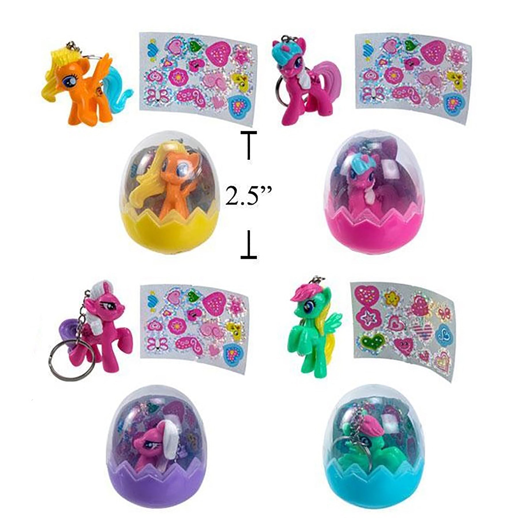Mini Pony Key Chain with Stickers 2.5in Capsule