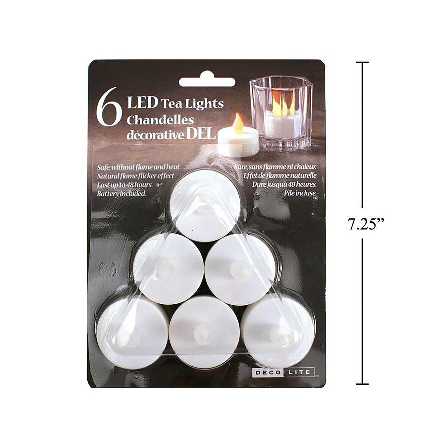 Deco Lite 6 LED Tealights Flickering Batteries Included 1.5x1.4in each