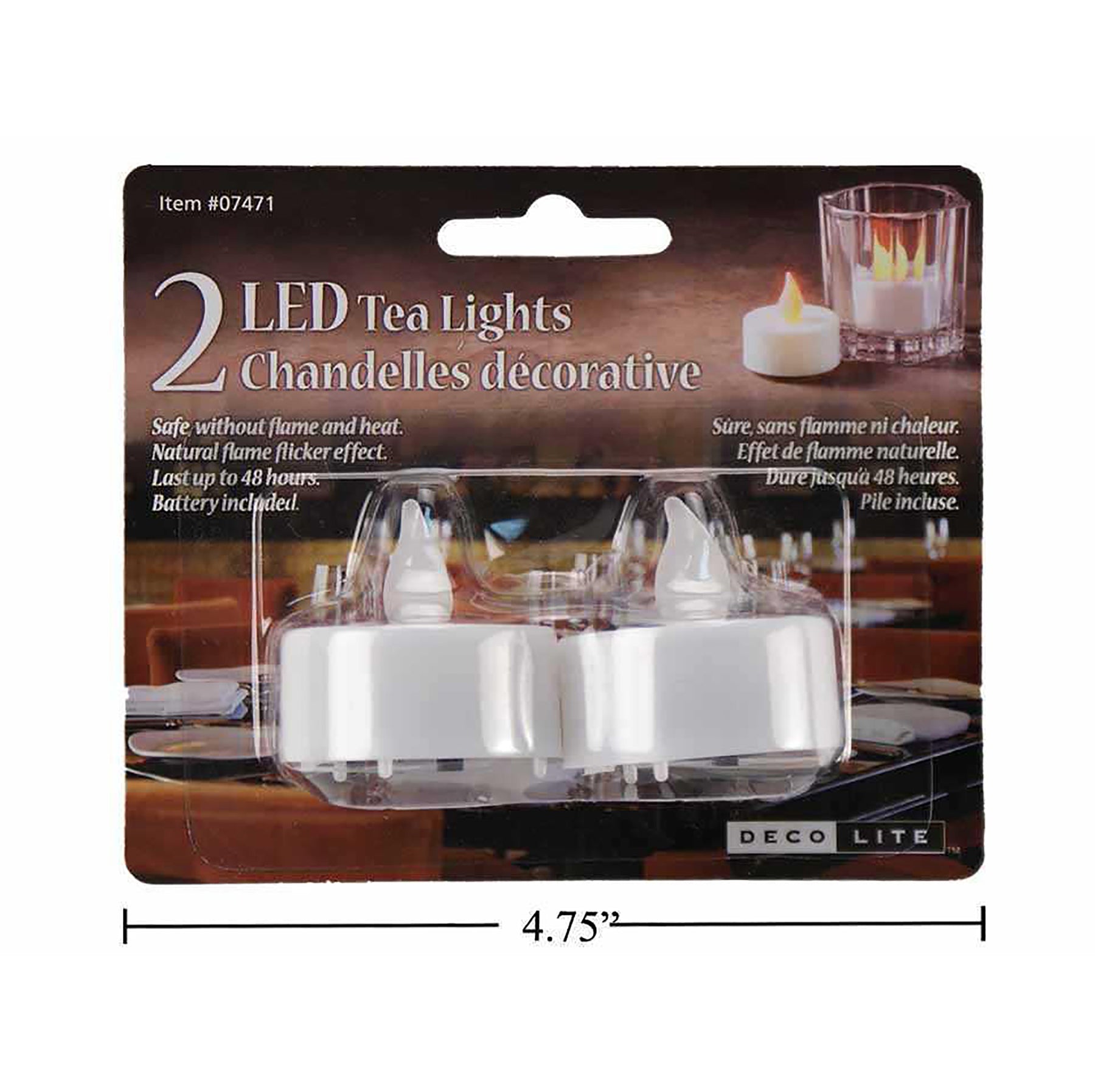 Deco Lite 2 LED Tealights Flickering Light with Batteries 1.5x1.4in