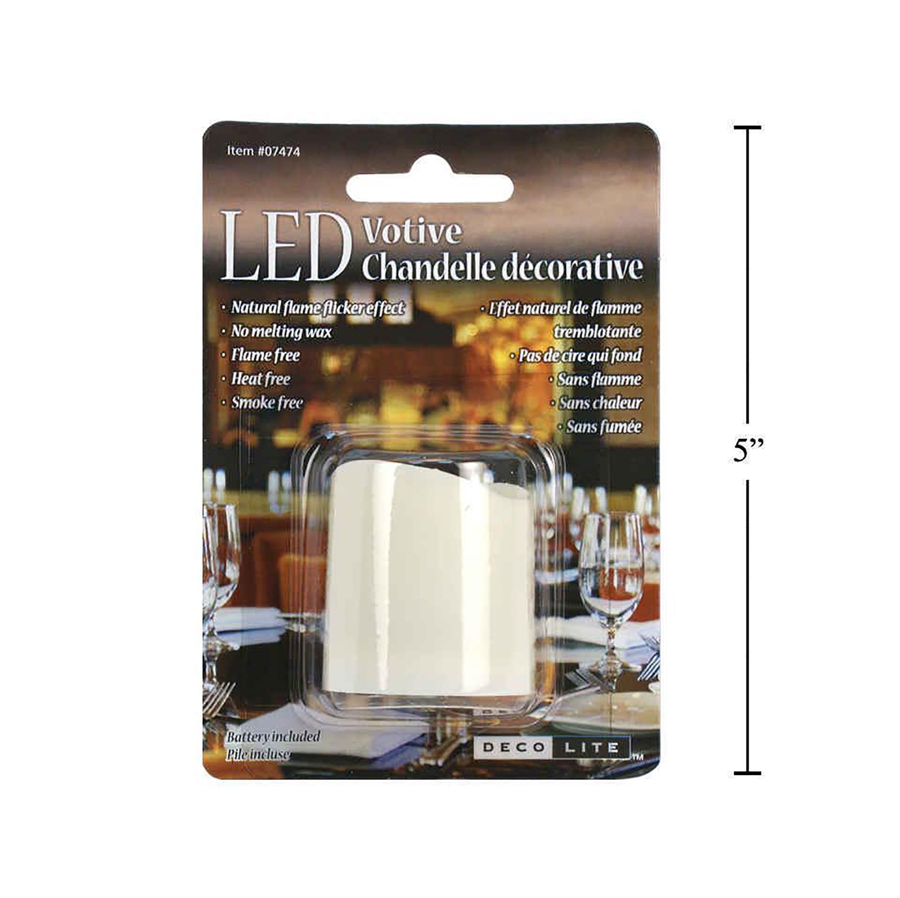Deco Lite LED Decorative Candle White Flickering Light Battery Included 1.5x1.5in