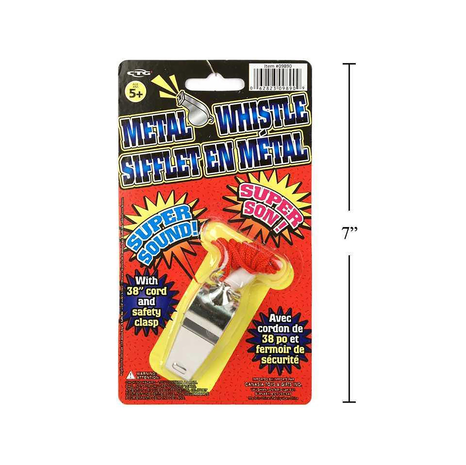 Metal Whistle with Cord 2in