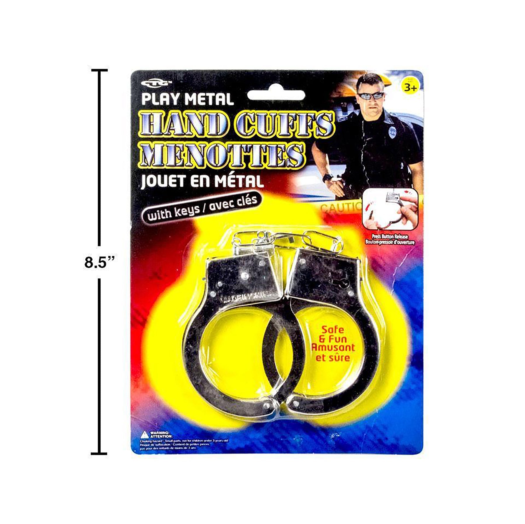 Metal Hand Cuffs with Keys 3.6x2.5in