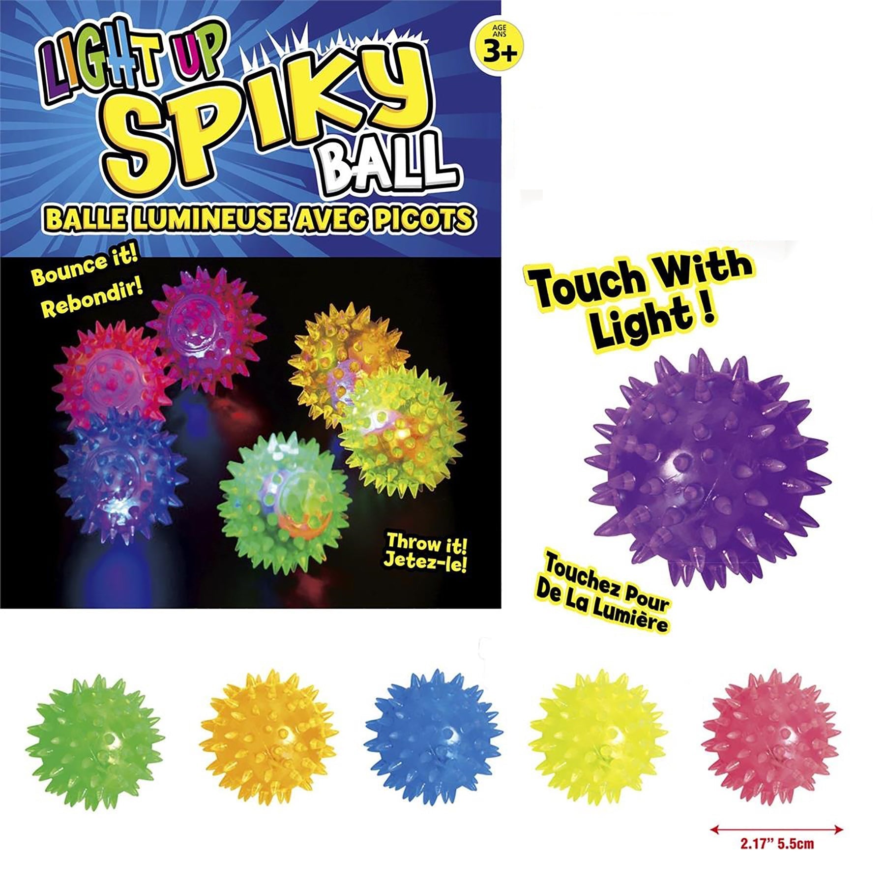 Light Up Spiky Ball 2in