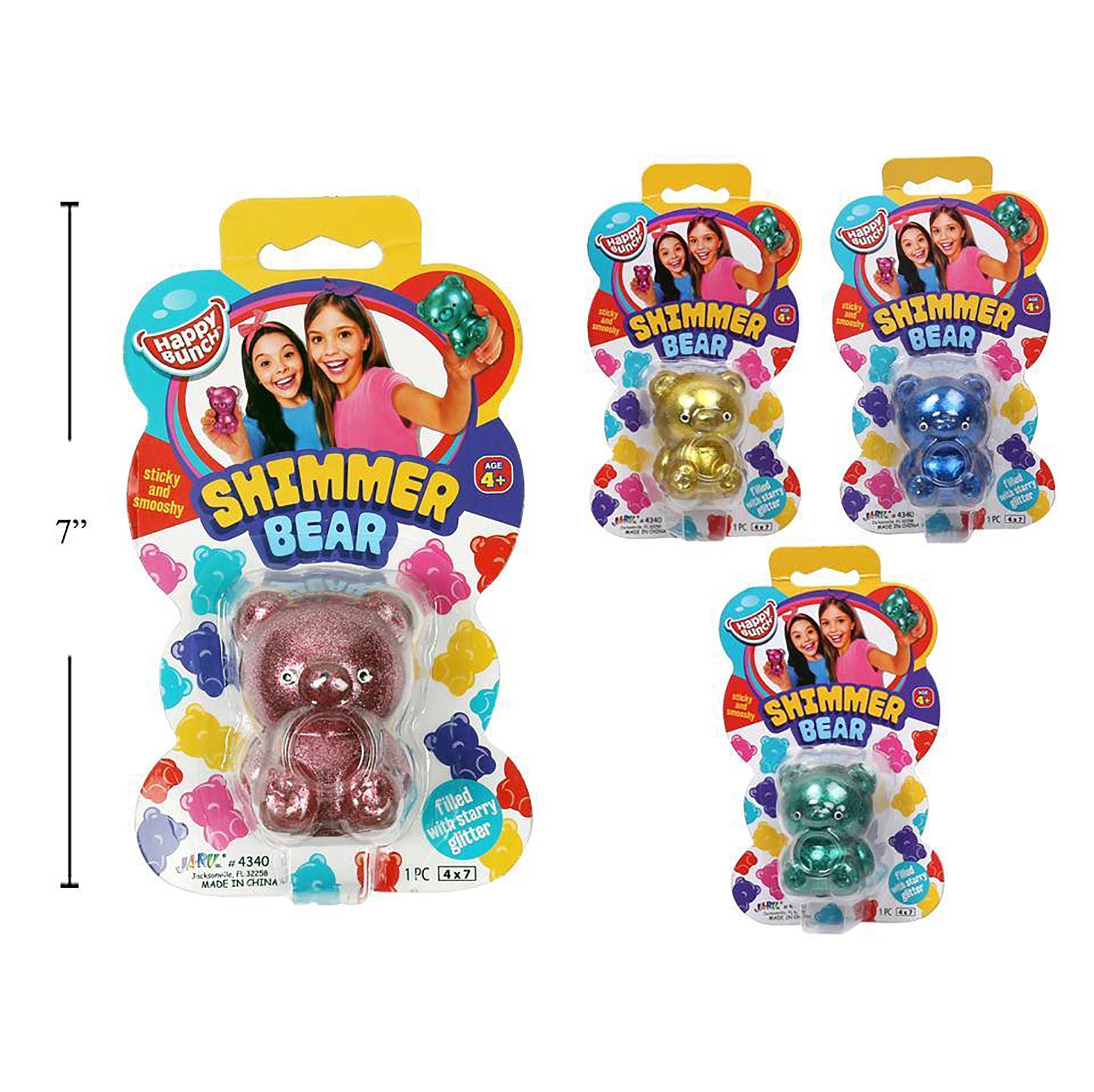 Fidget Shimmer Bear Filled with Starry Glitter 2.5in