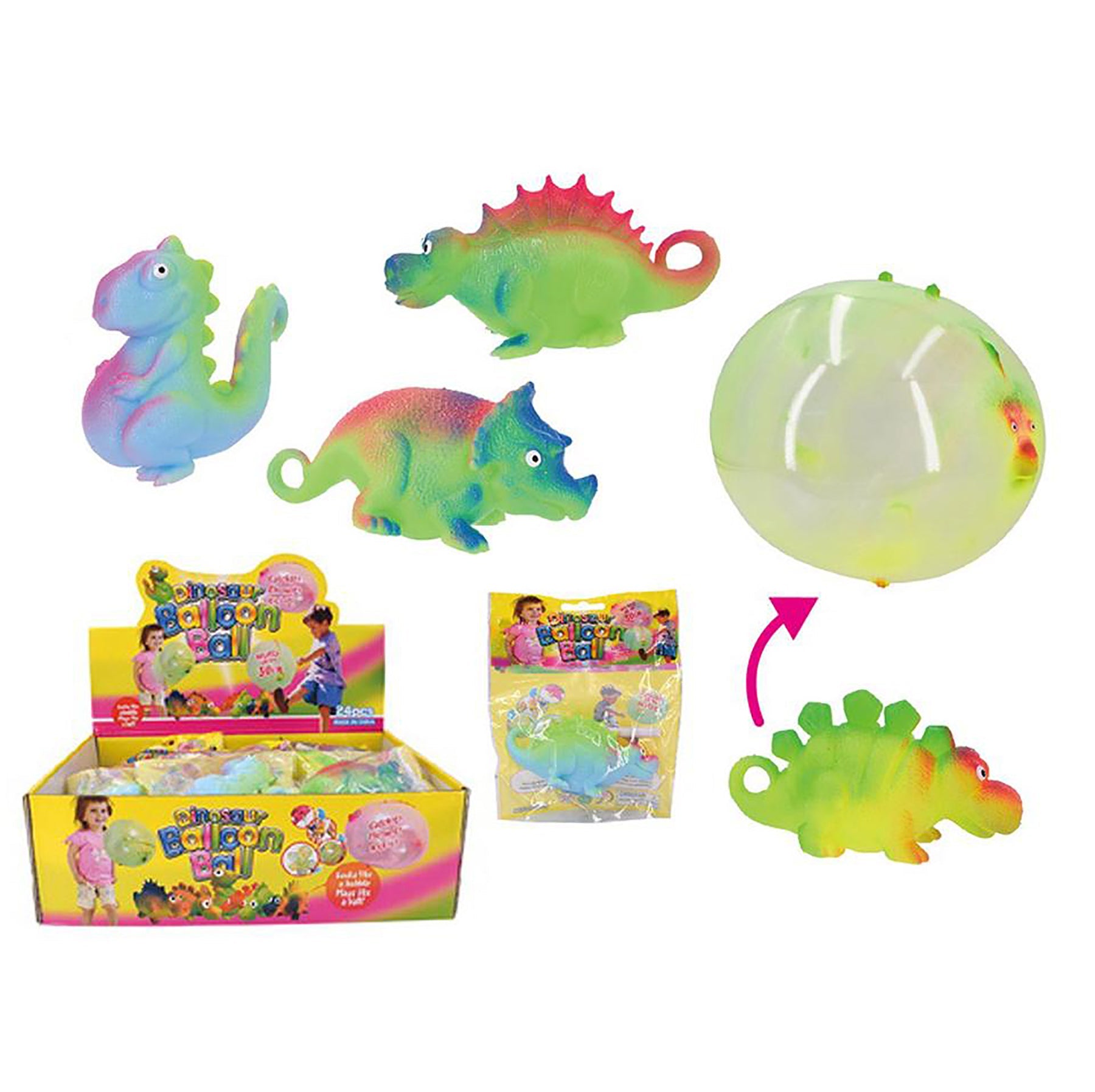 Squeezy Dinosaur Ball Inflates Up to 12in