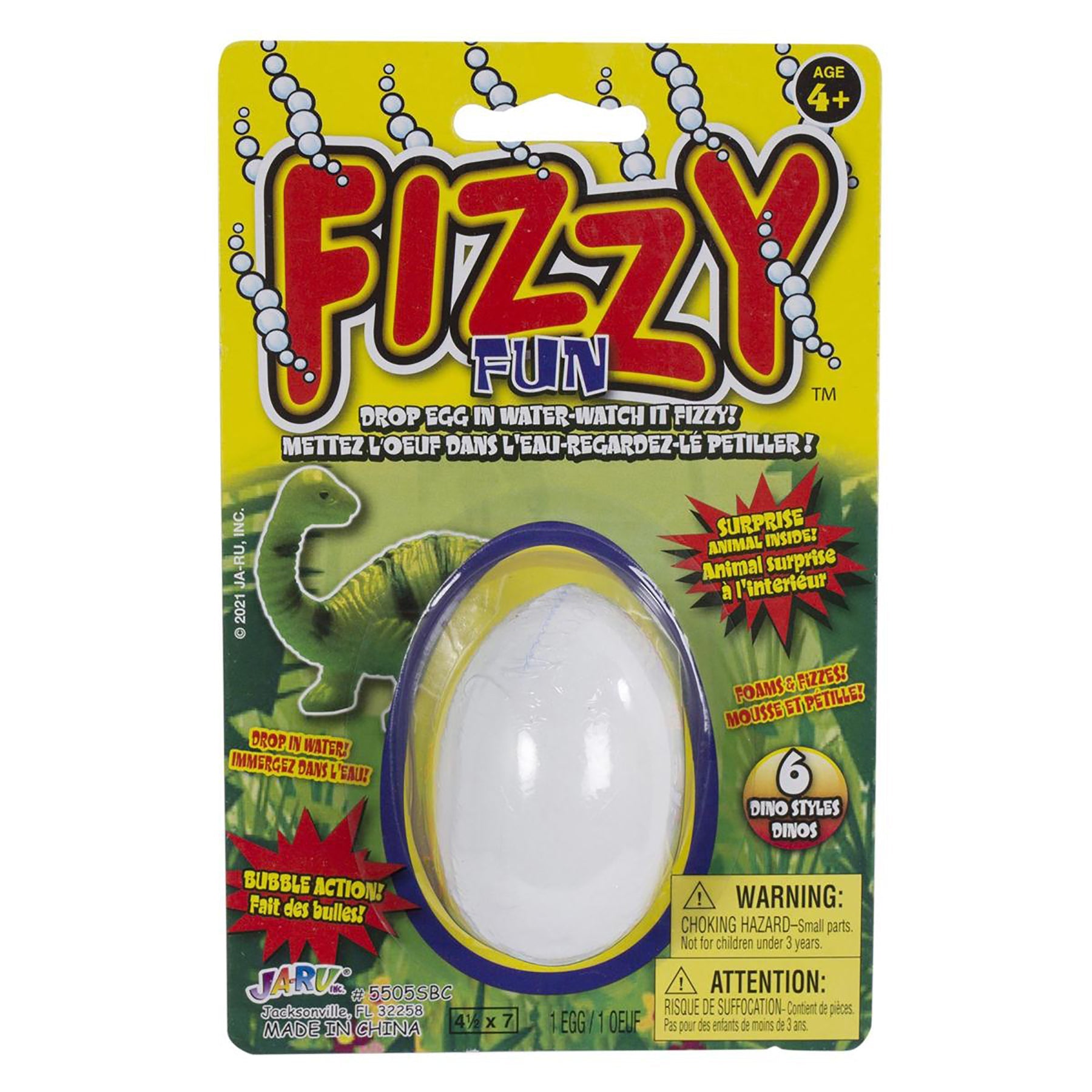 Fizzy Fun Egg with Hidden Dino 2.5x1.6in