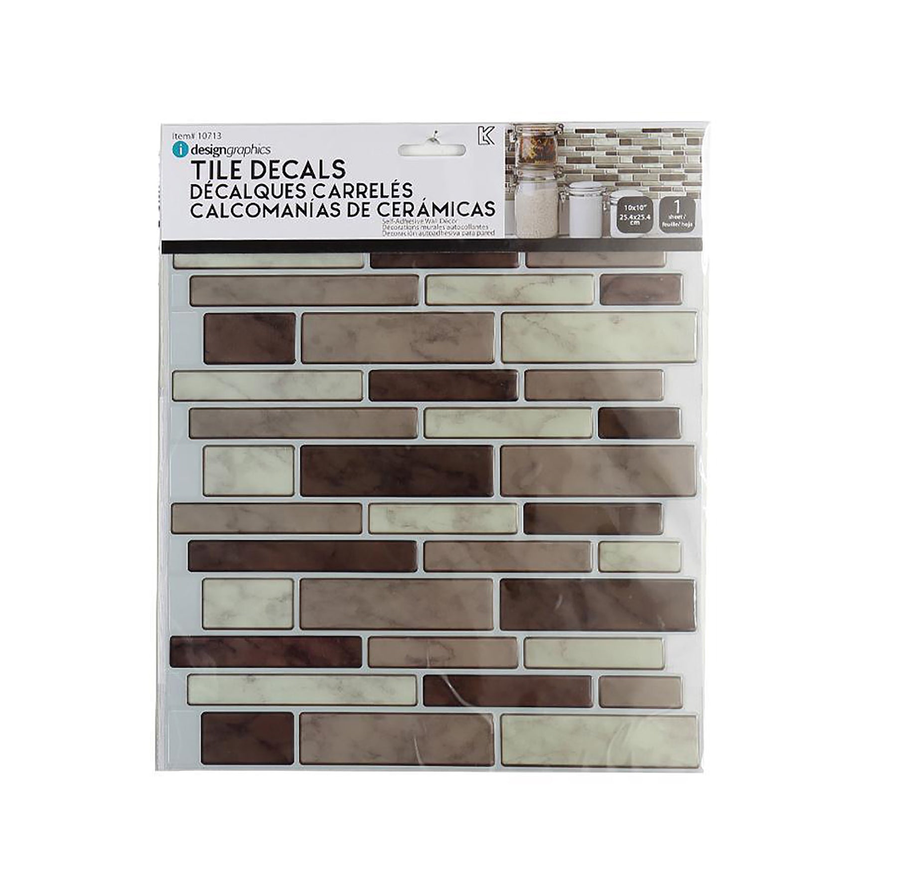 iDesign Wall Decals Multi Rectangular Tile Browns 10x10in