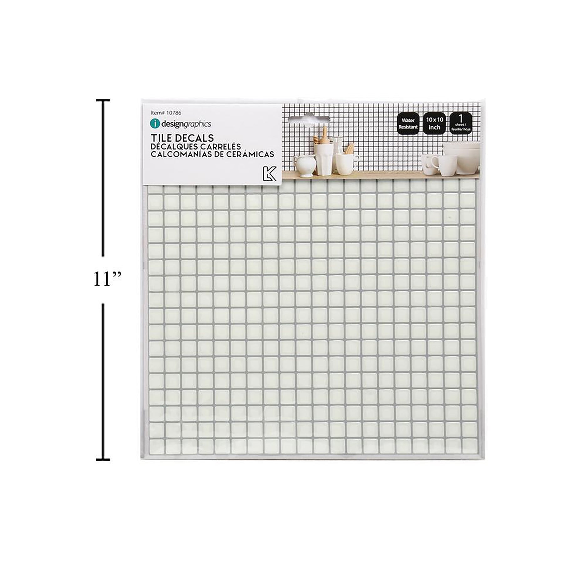 iDesign Wall Decals Mini Square Tile White 10x10in