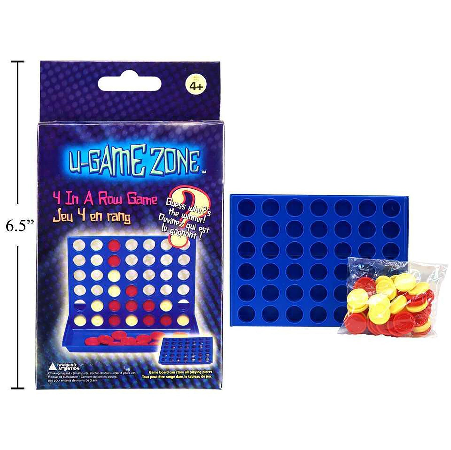 U-Game Zone 4-In-A-Row Game Plastic 3.75x5.25in Box