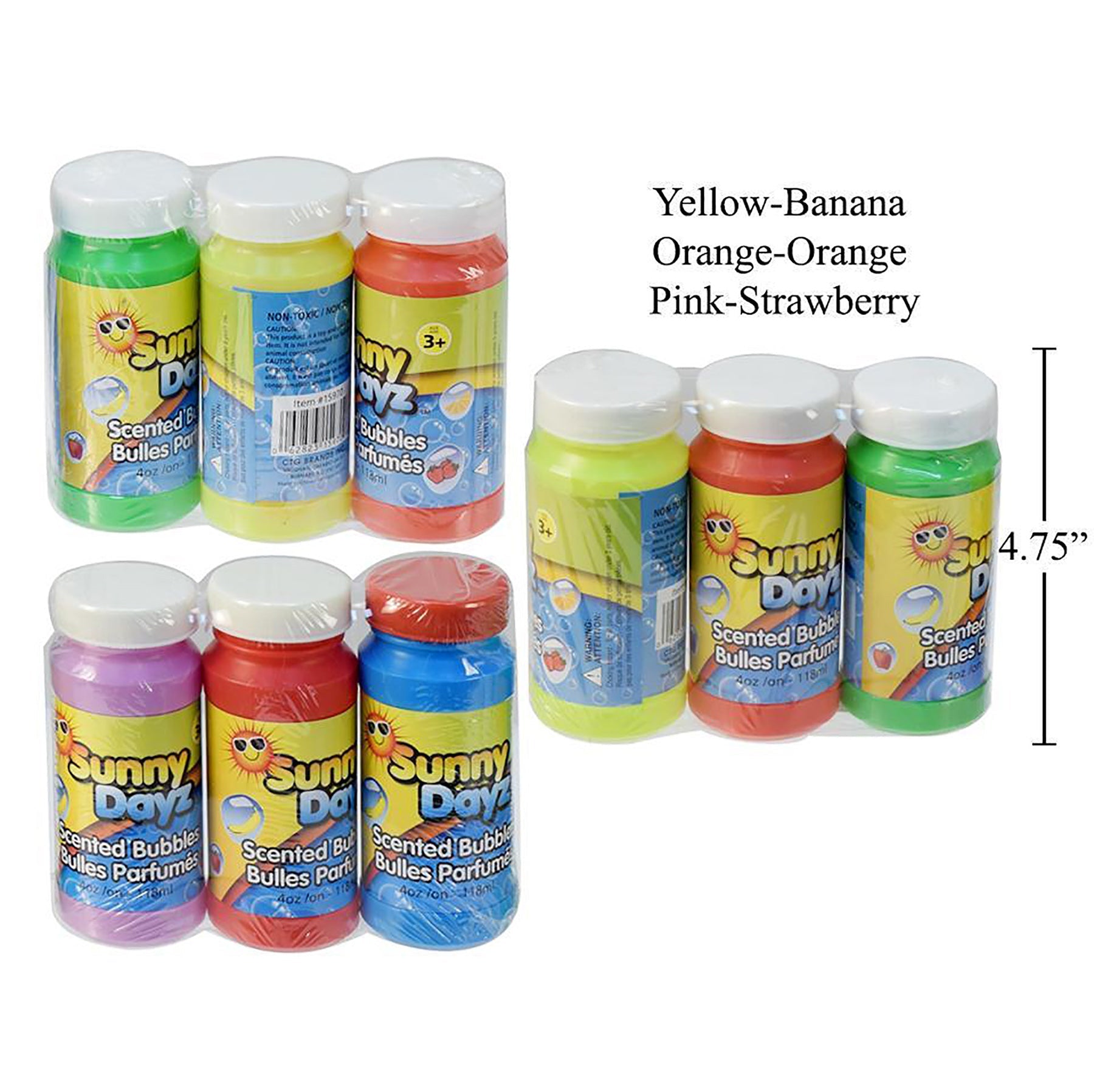 Sunny Dayz 3 Colored and Scented Bubbles 4oz