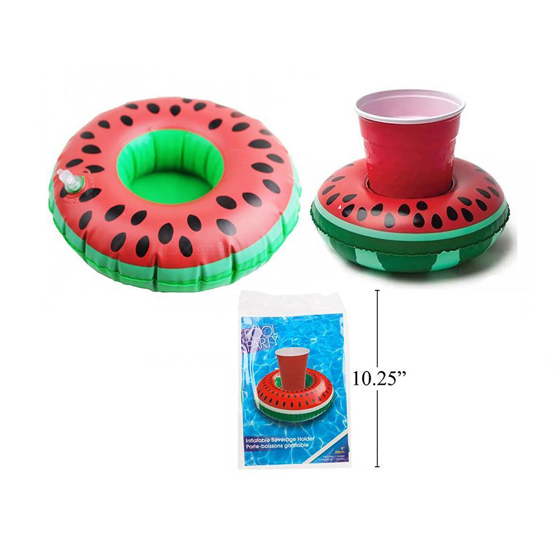 Pool Party Inflatable Watermelon Beverage Holder 8in