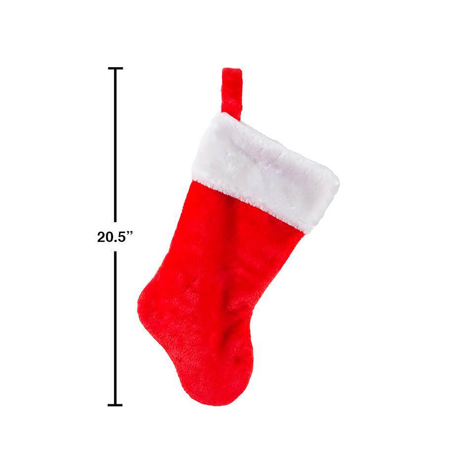 Santa Secrets Deluxe Red Plush Stocking with White Trim 18in