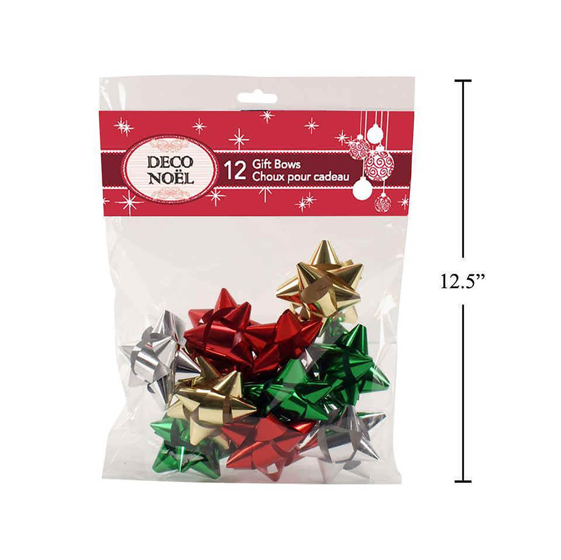 Deco Noël 12 Metallic Gift Bows 2.5in