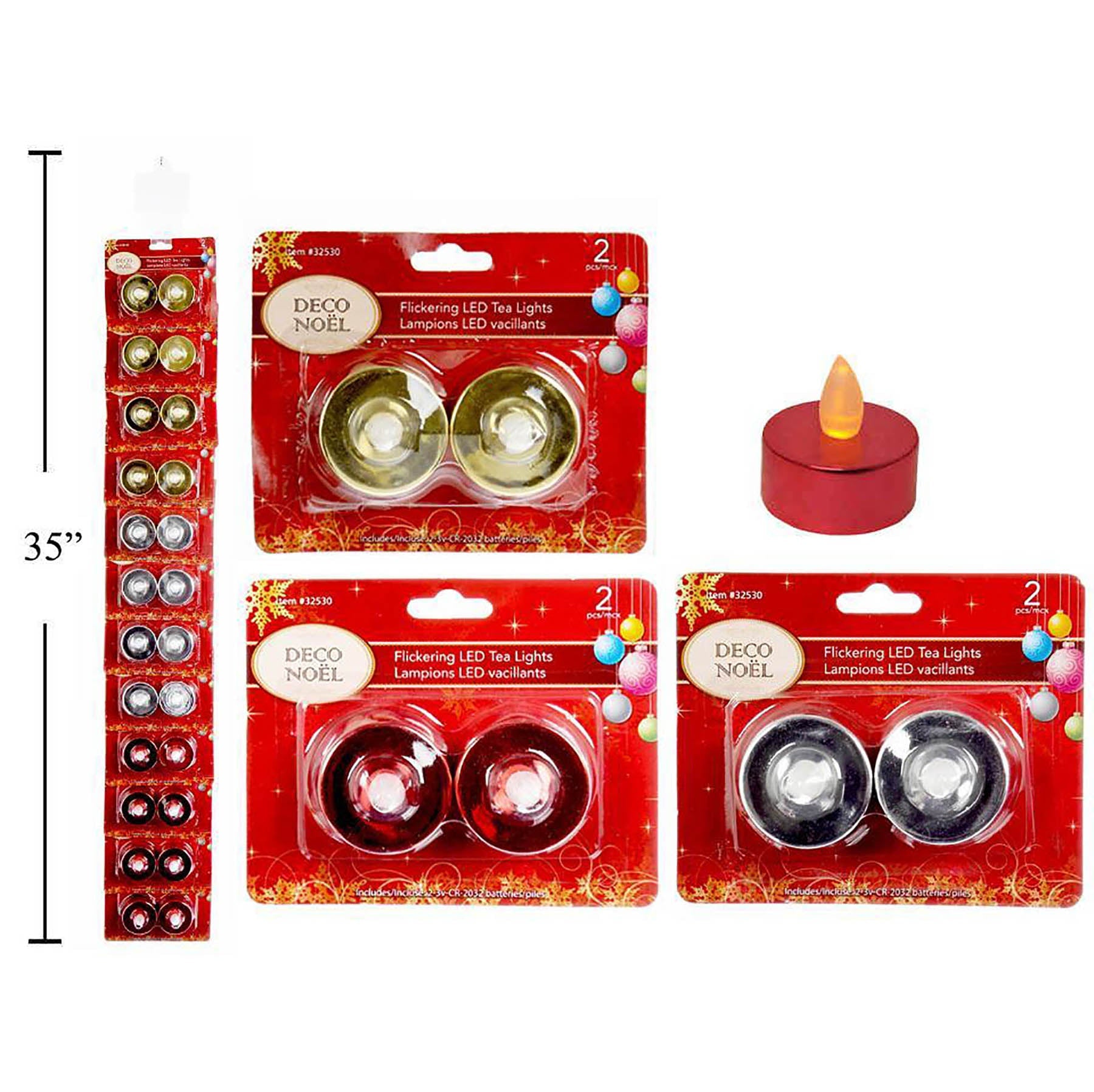 Deco Noël 2 Flickering Led Tea Lights 1.5x1.75in