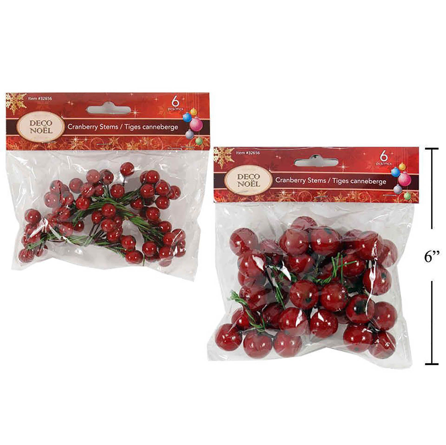 Deco Noël 6 Cranberry Stems