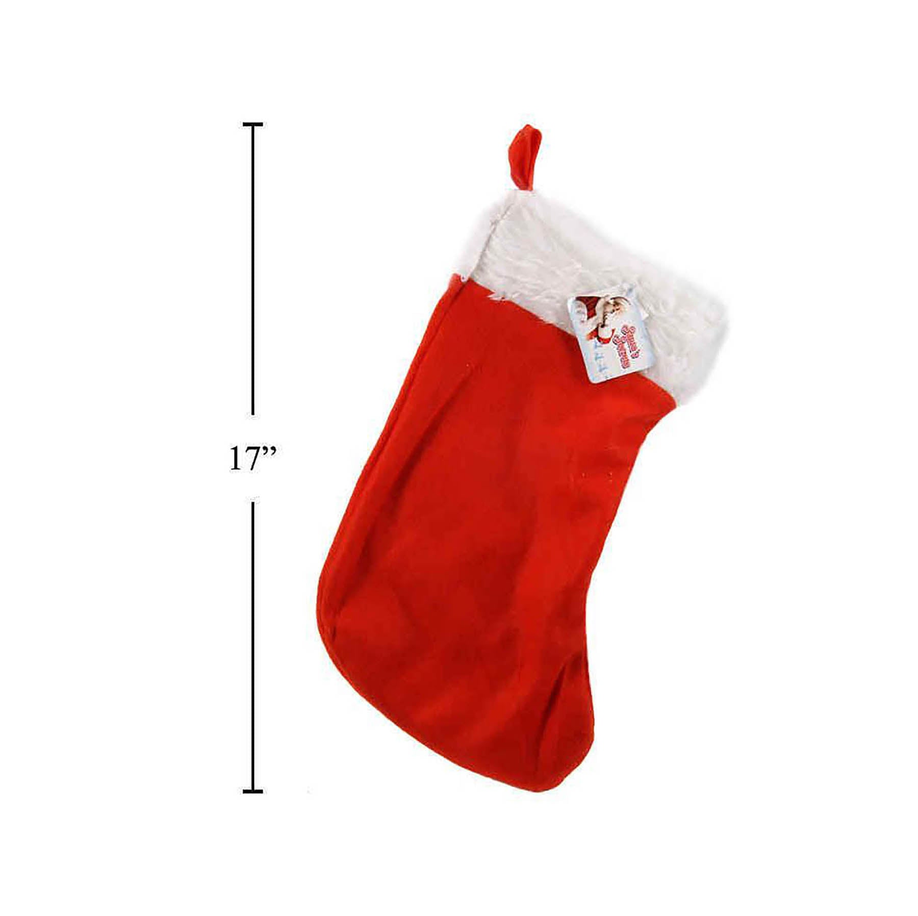 Santa Secrets Red Stocking with White Plush Trim 17in
