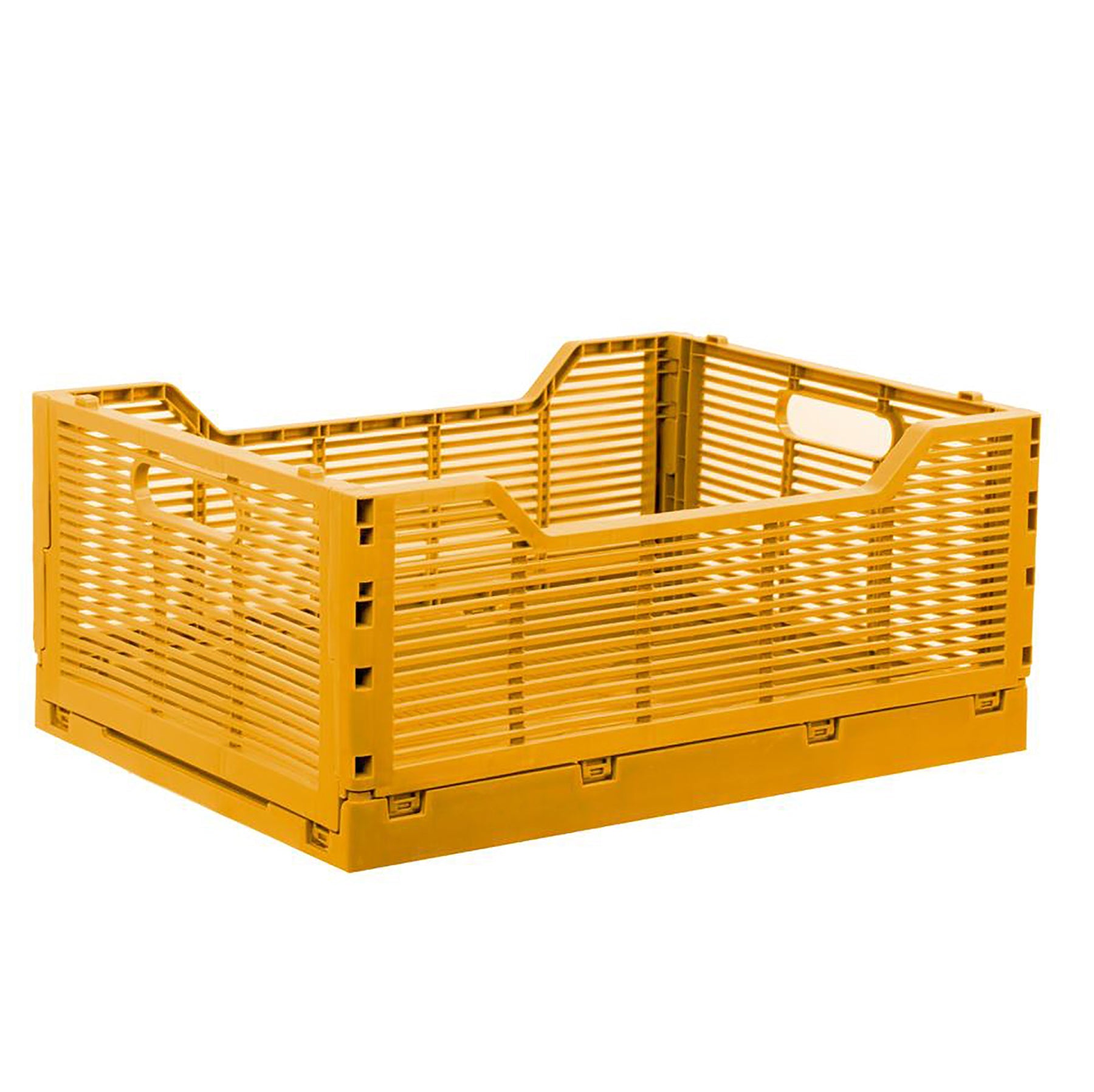 Folding Storage Crate Ochre Plastic 16x12x7in