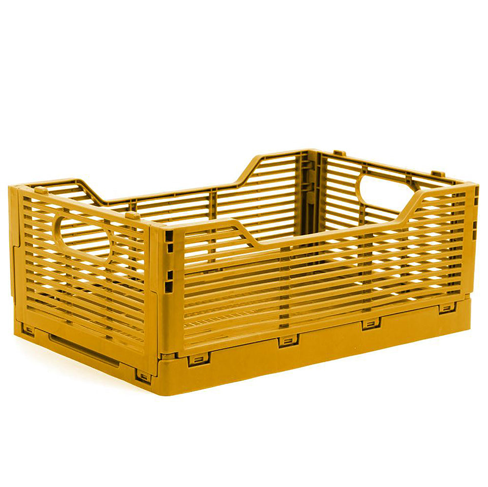 Folding Storage Crate 12X8X4.5 in Brown