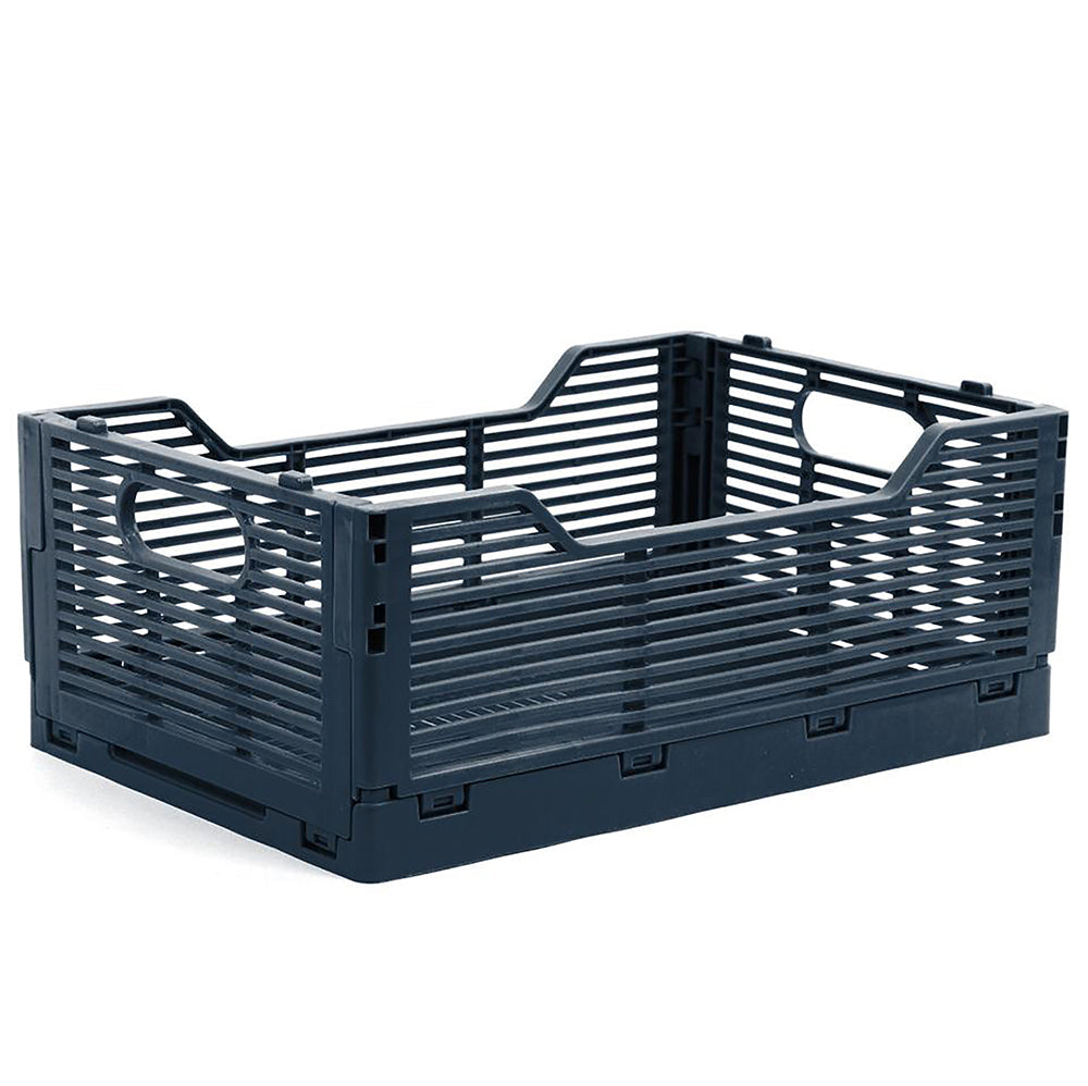 Folding Storage Crate 12X8X4.5 in Dark Blue