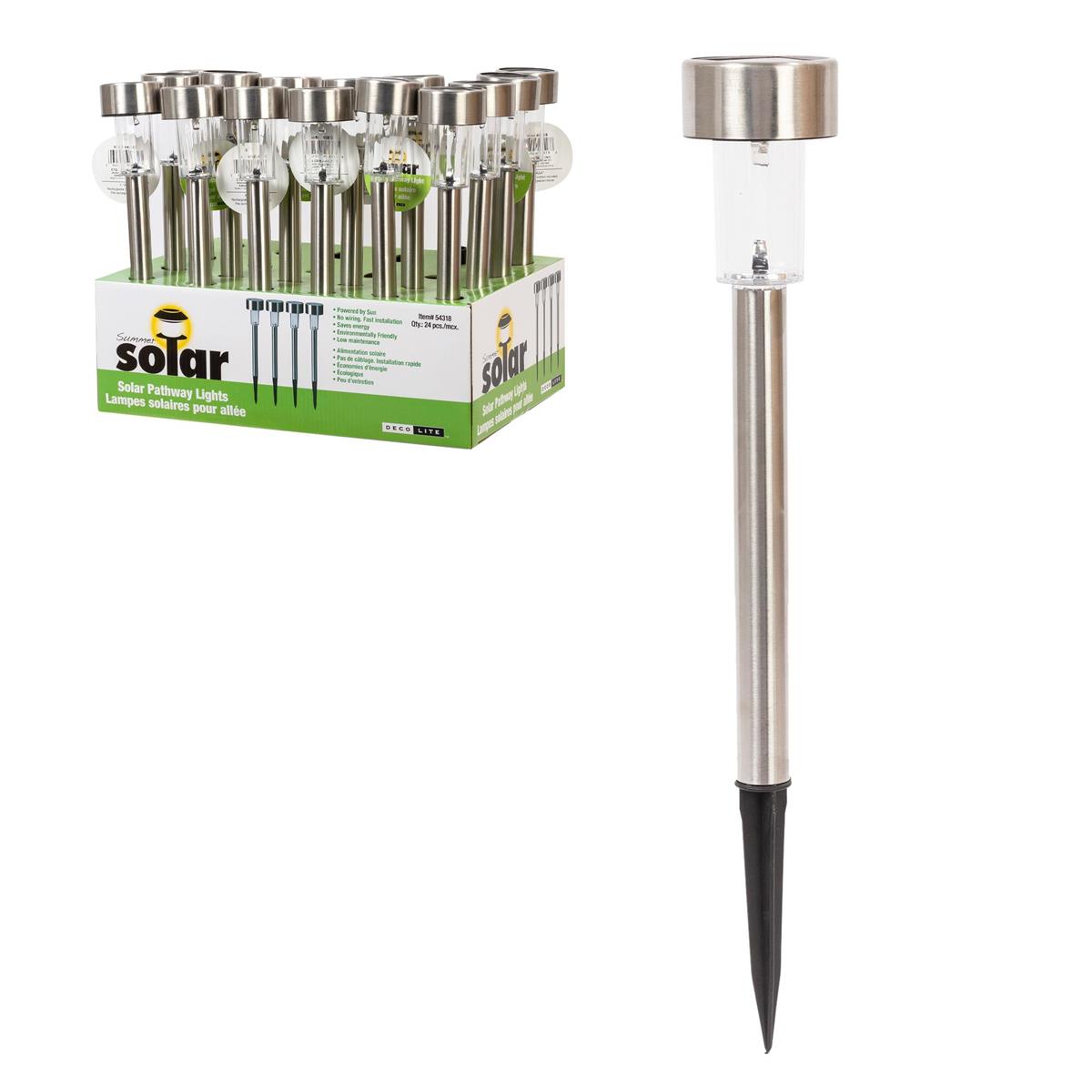 Solar Pathway LED Light Stake Stainless Steel 14.25in