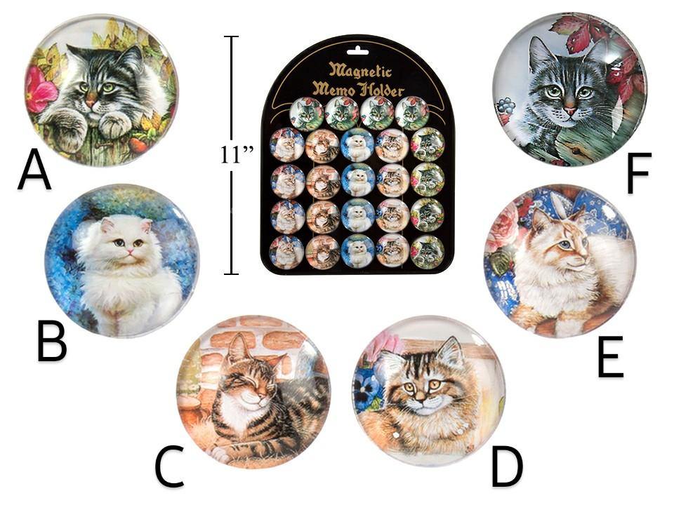 Cat Portrait Round Glass Magnet - Dollar Max Dépôt