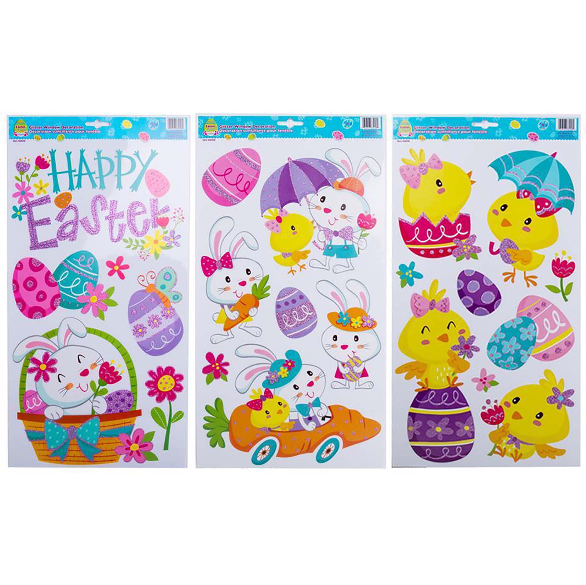 Easter Window Clings with Glitter 18.5x9.5in sheet