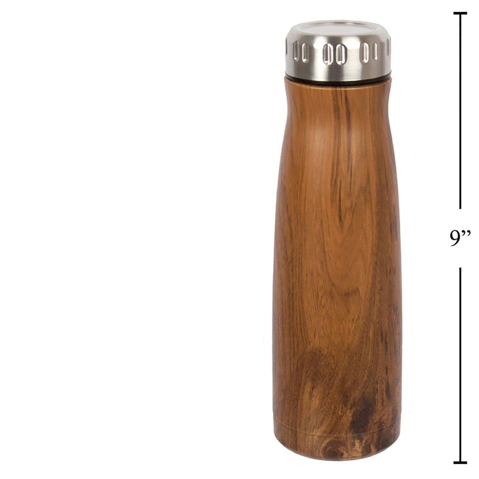 Pure 500 ml Double Wall Thermos Bottle - Wood Motif - Dollar Max Dépôt