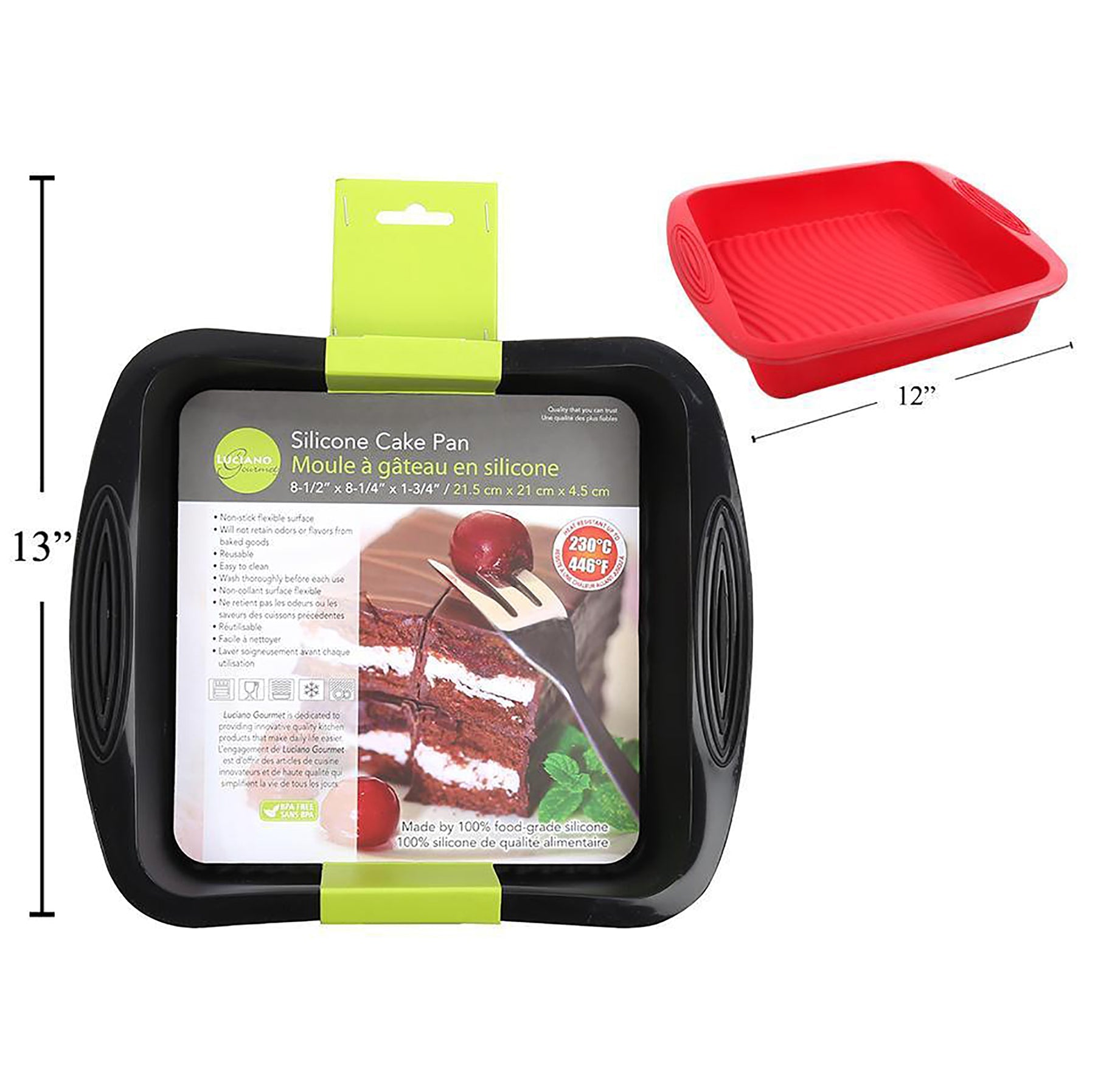 Luciano Gourmet Square Cake Pan Silicone 8.5x8.25x1.75in