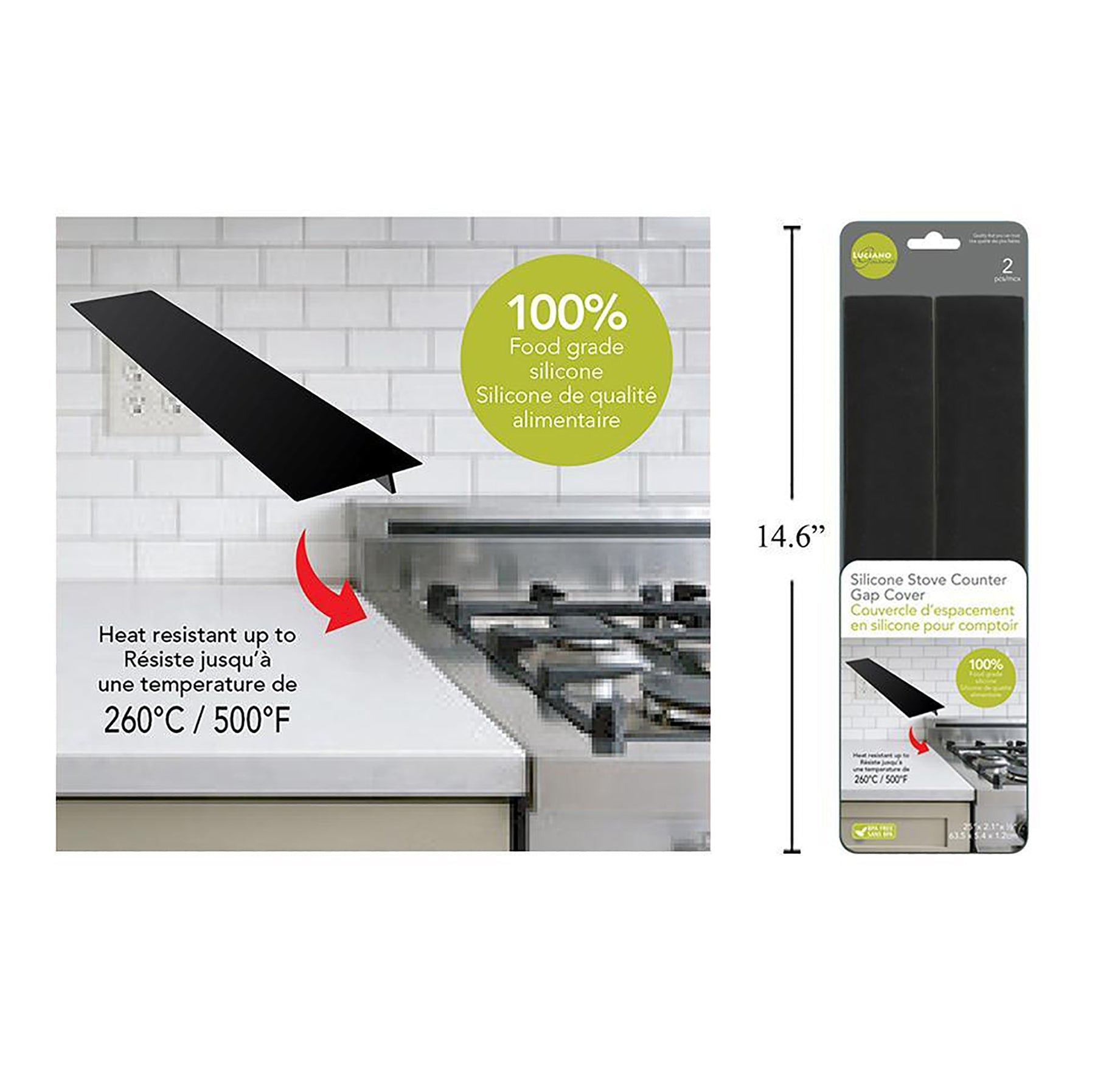 Luciano Gourmet 2 Counter Stove Gap Covers Silicone 25x2.1x0.5in
