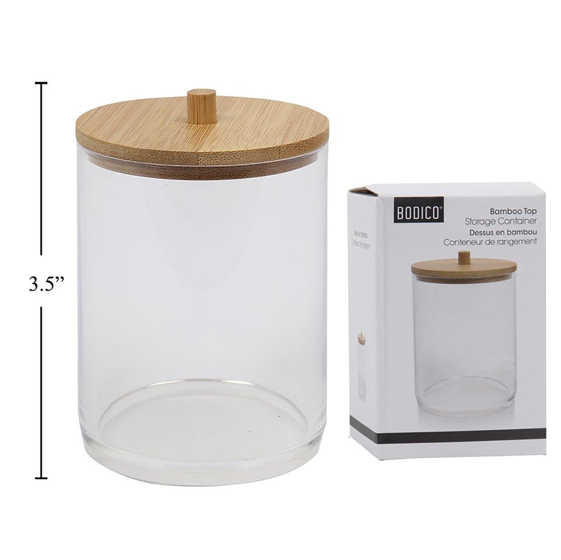 Bodico Container Round Acrylic with Bamboo Top 2.75x2.75x4.5in