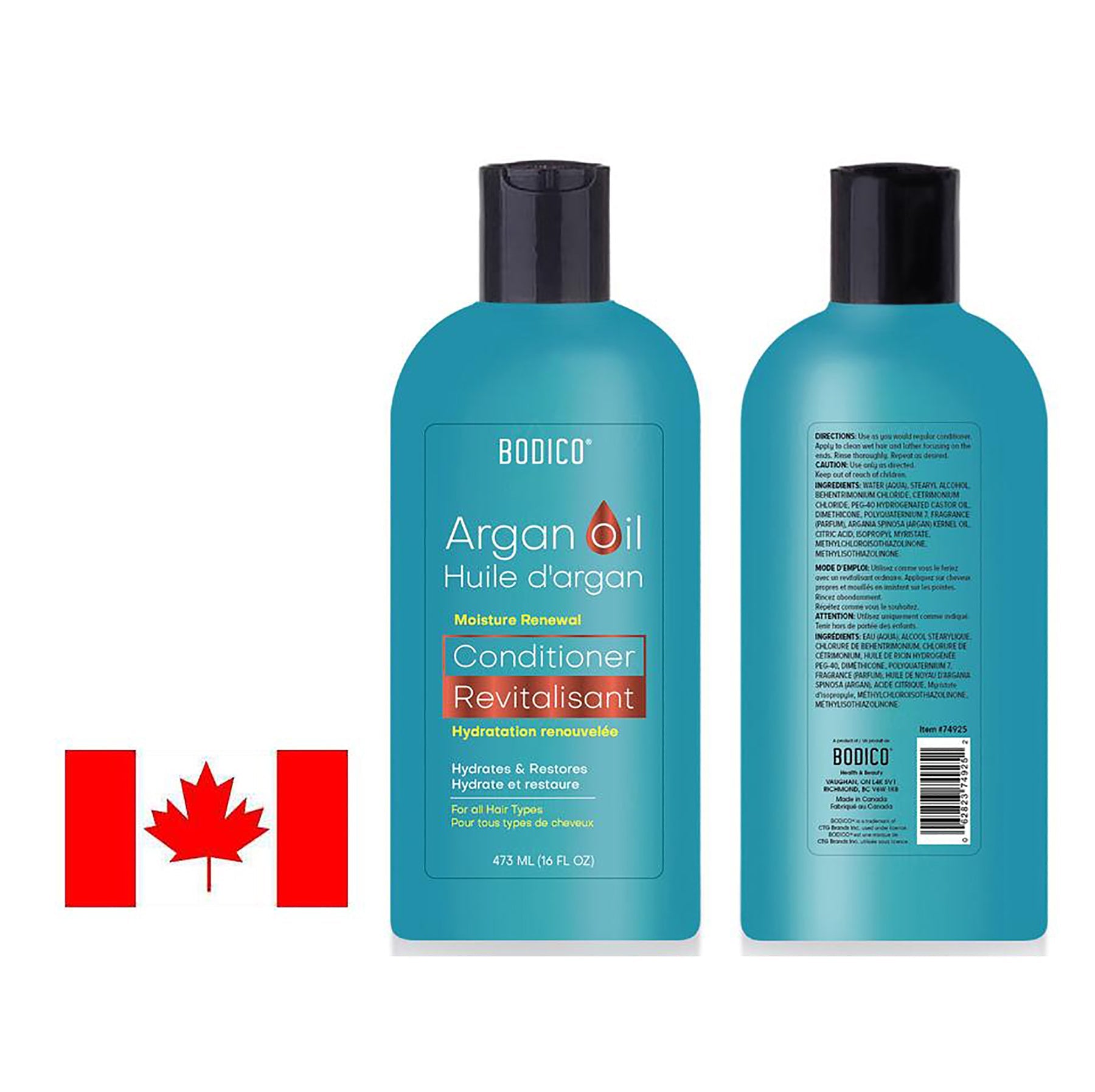 Bodico Conditioner Argan Oil Made in Canada  16oz