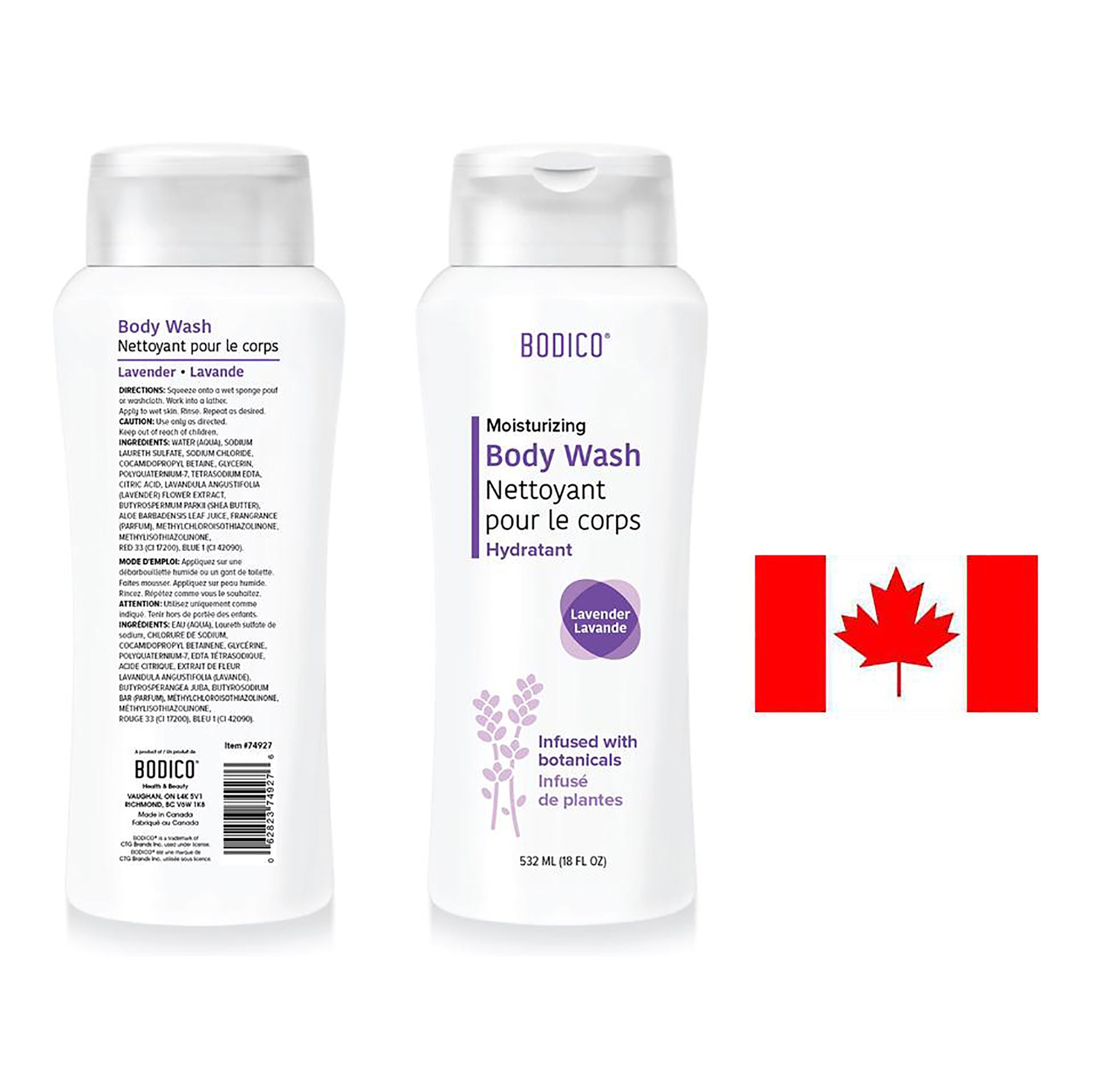 Bodico Body Wash Lavender Made in Canada 18oz