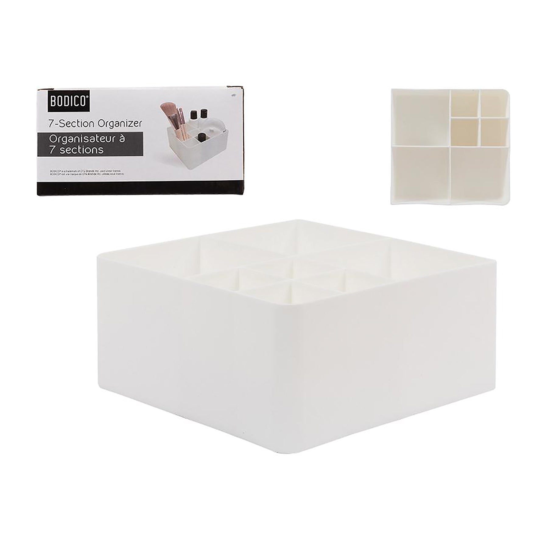 Bodico Organizer 7 Compartments White Plastic 5.3x5.5x2.75in