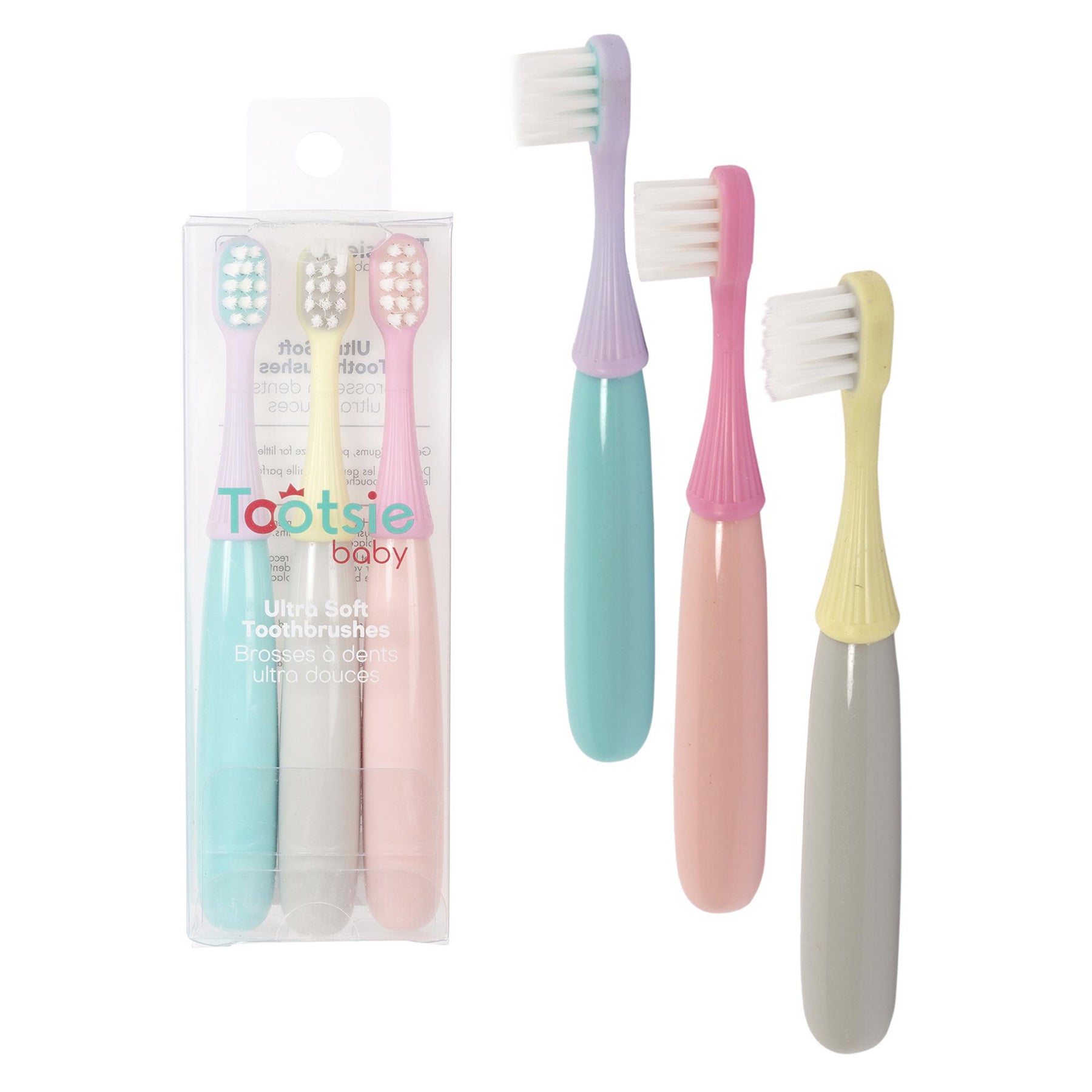 Tootsie Baby 3 Toothbrushes Ultra Soft 4.6in