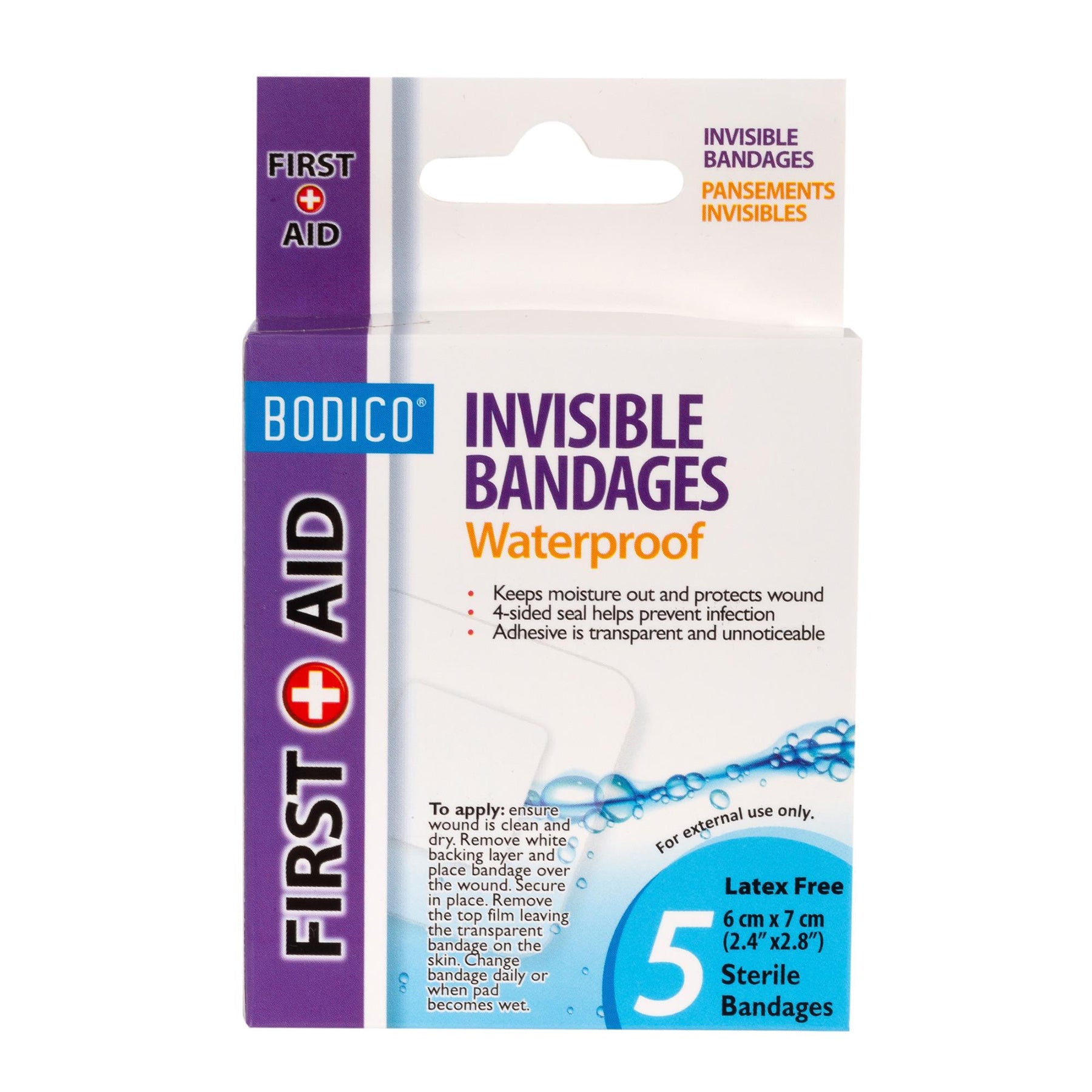 Bodico 5 Invisible Bandages Latex Free 2.4x2.8in each