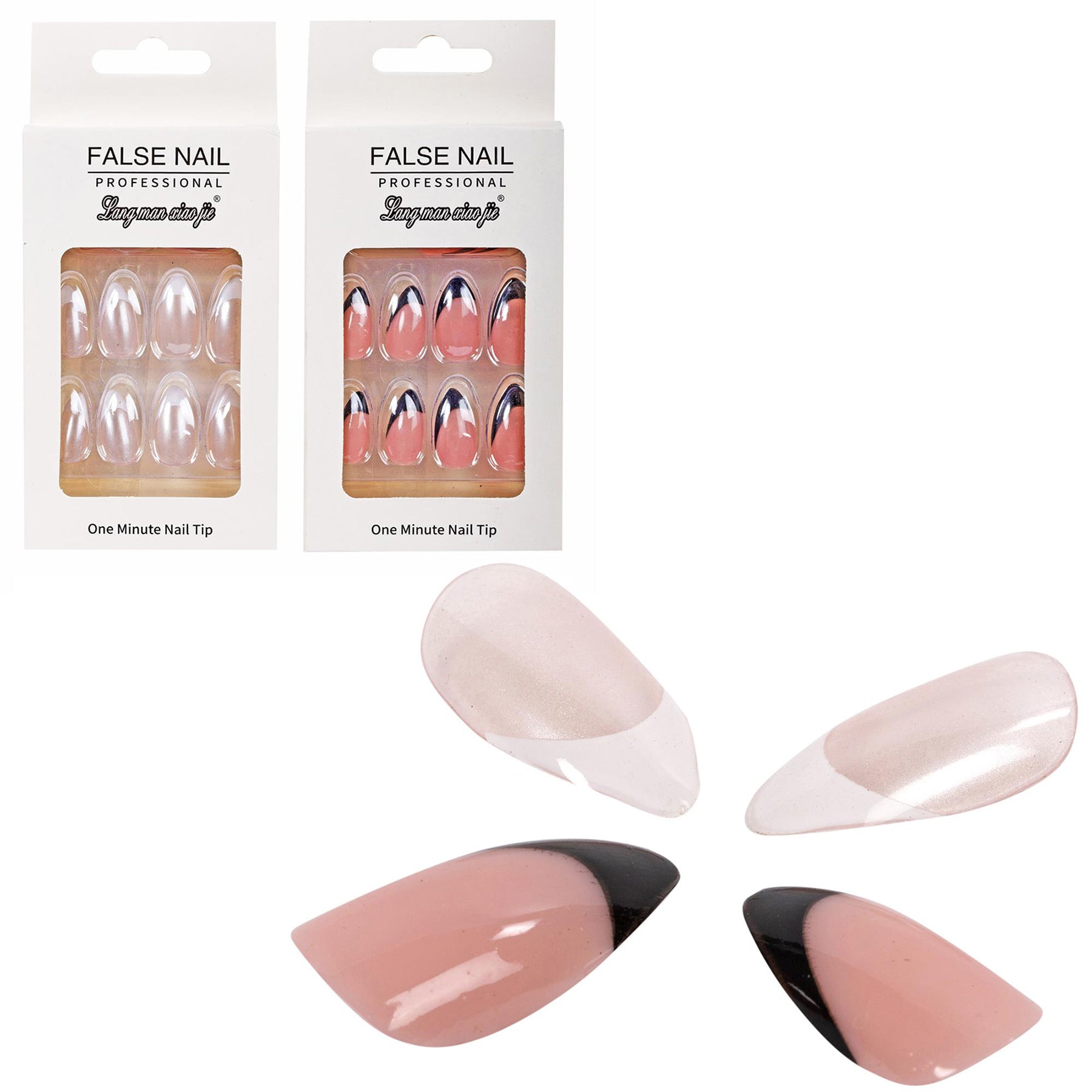 Bodico 12pcs French Tip Nails Fashion with 2g Glue